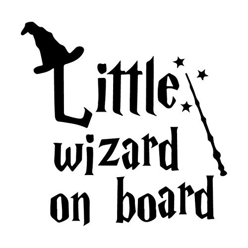 Custom Name Stickers 17.8x17.5cm - Personalized Car Decals for Rear Windshield - Little Wizard ON Board Vinyl Warning Decal - Black - Perfect for School Pickup, Baby on Board, and Family Car Safety