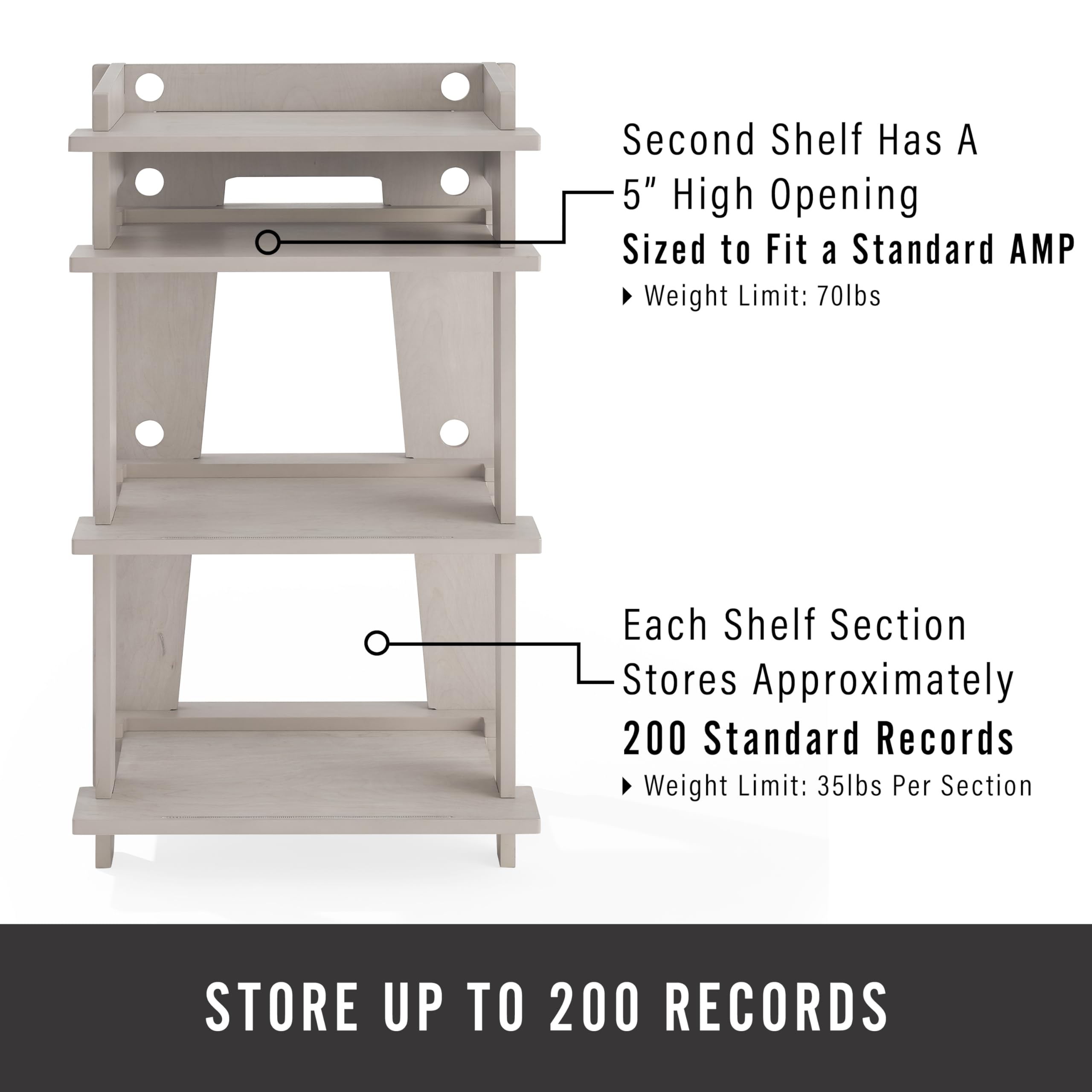Crosley Furniture Soho Record Player Stand - Modern Vinyl Storage Media Console with Adjustable Shelves, Home Entertainment Organizer in Gray - Perfect for Living Room, Bedroom & Home Theater Setup