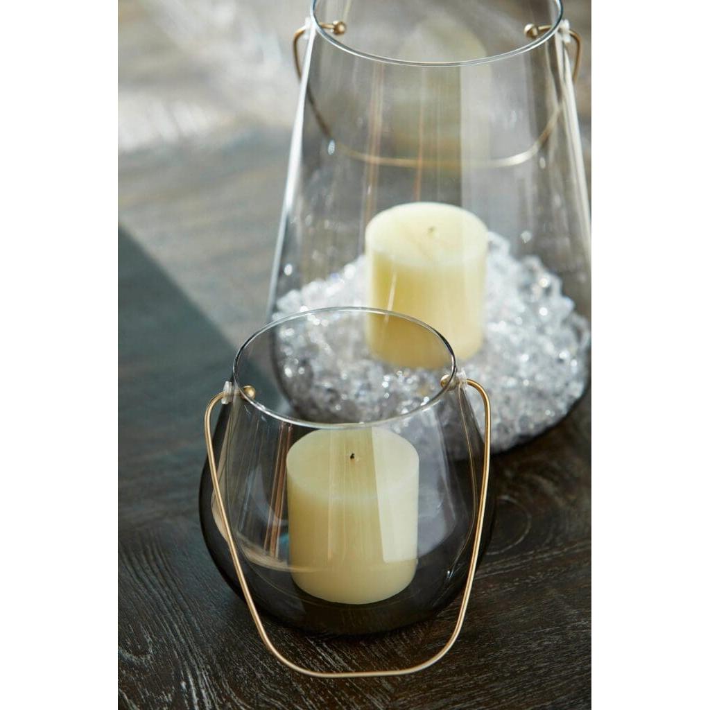 Cyan Design 11767 Smoked Glass Water Drop Hurricane Candle Holder - Tall Elegant Home Decor for Dining Table, Wedding Centerpiece, and Fireplace Mantel