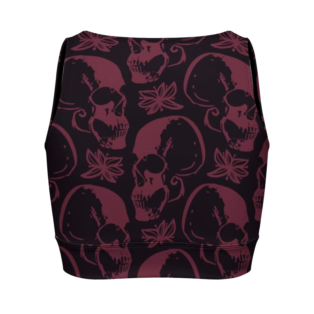 Stylish Purple Skulls Yoga Zipper Vest for Women - Breathable Workout Top for Yoga, Gym & Outdoor Activities
