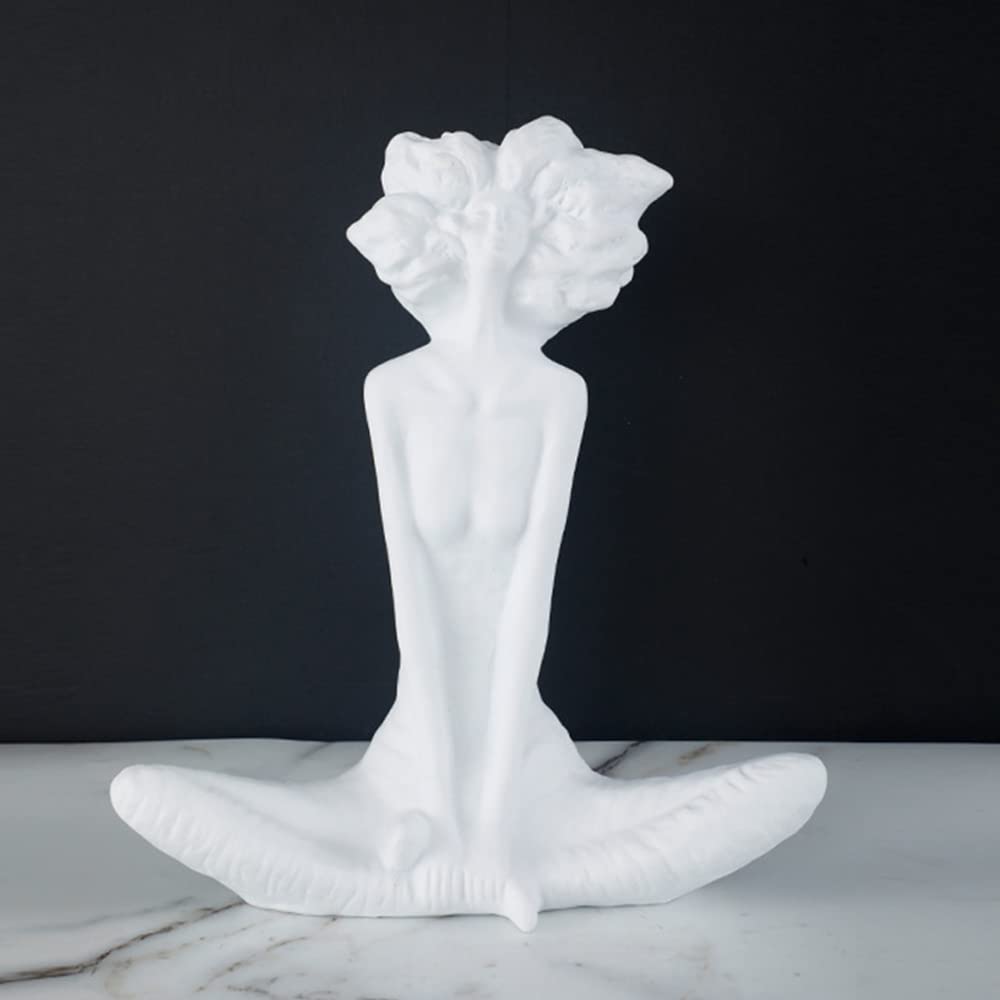 Abstract White Explosion Head Girl Resin Sculpture - Modern Art Statue for Home & Office Decor, Living Room, Porch, Desktop Display - Unique Handcrafted Gift Idea for Women