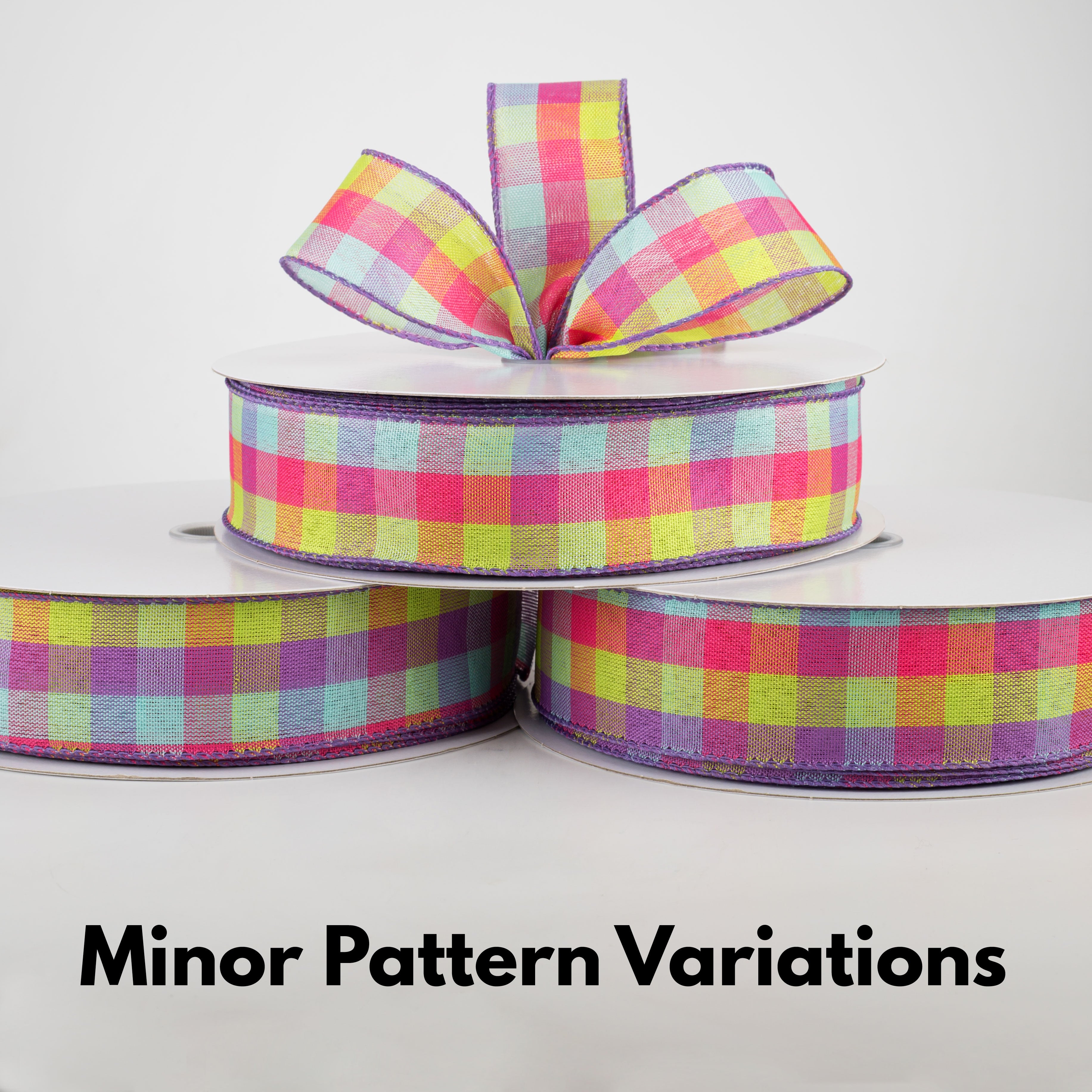 1.5 Inch Garden Check Ribbon - Fuchsia, Purple, Lime (50 Yards) for Gift Wrapping, Floral Arrangements, and DIY Crafts