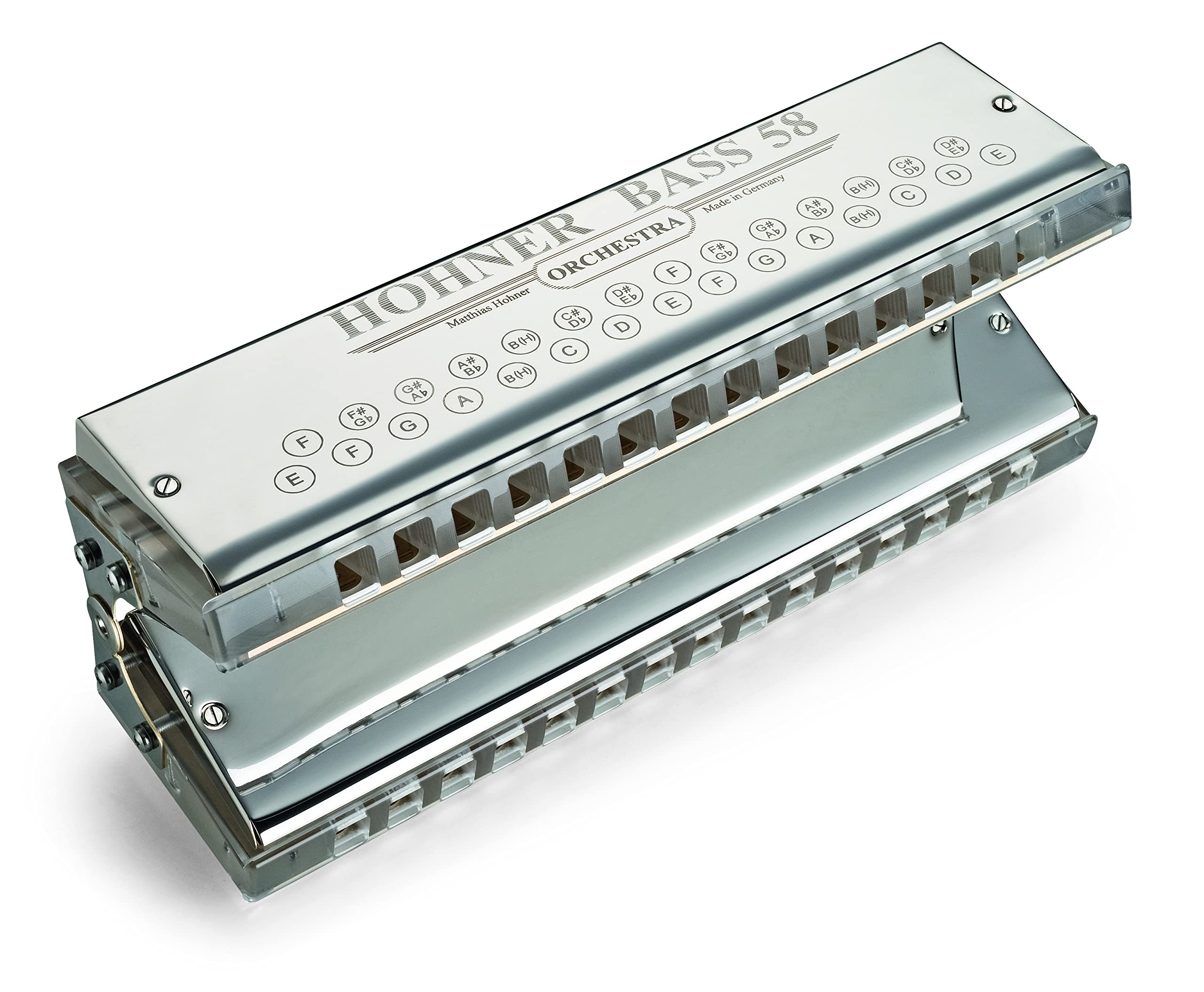 Hohner Bass 58 Harmonica - Professional Orchestral Harmonica for Blues, Jazz & Classical Music - Perfect for Performances, Studio Recording & Music Practice
