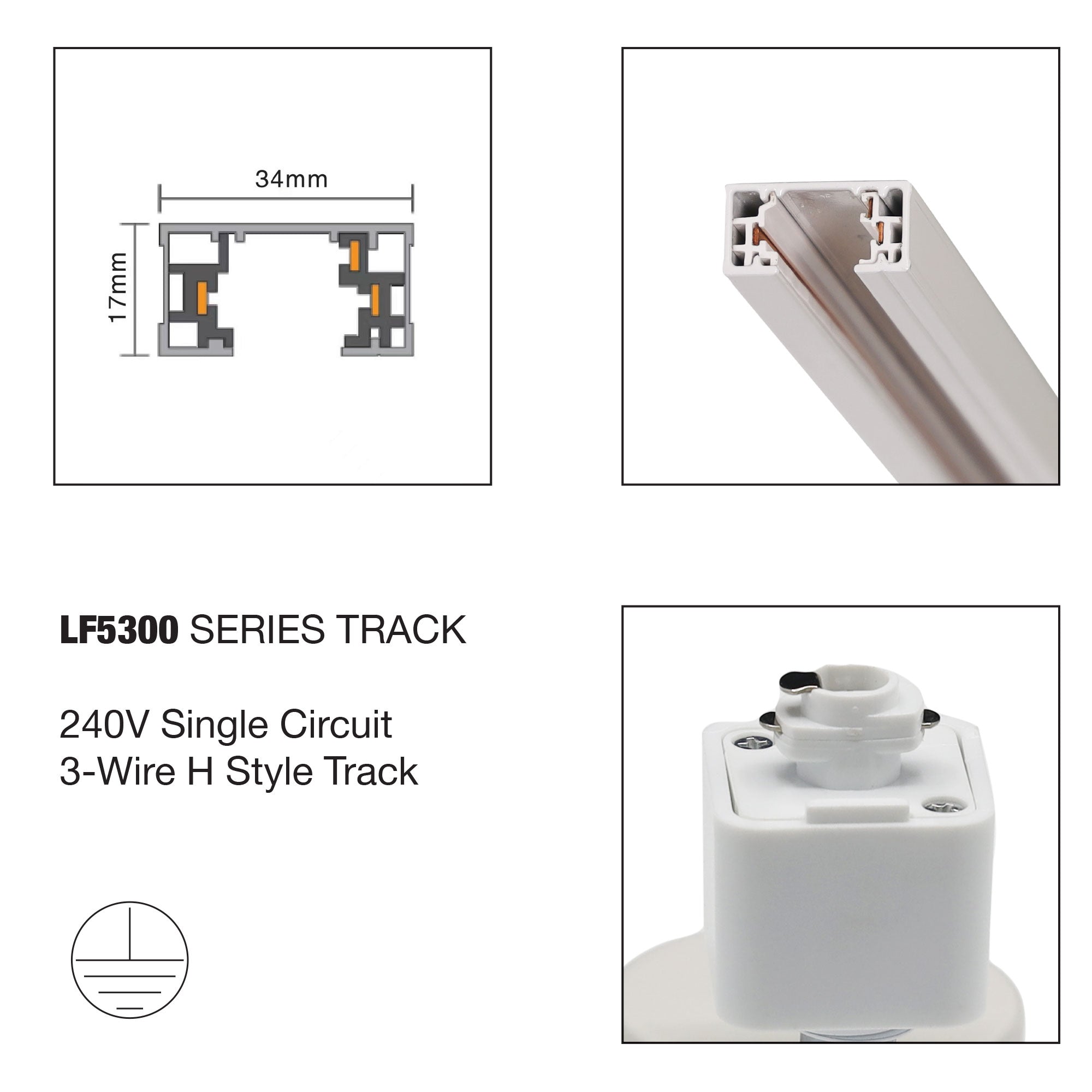 1M White 240V LED Track Lighting with Live End - Perfect for Modern Home, Office, and Retail Lighting Solutions