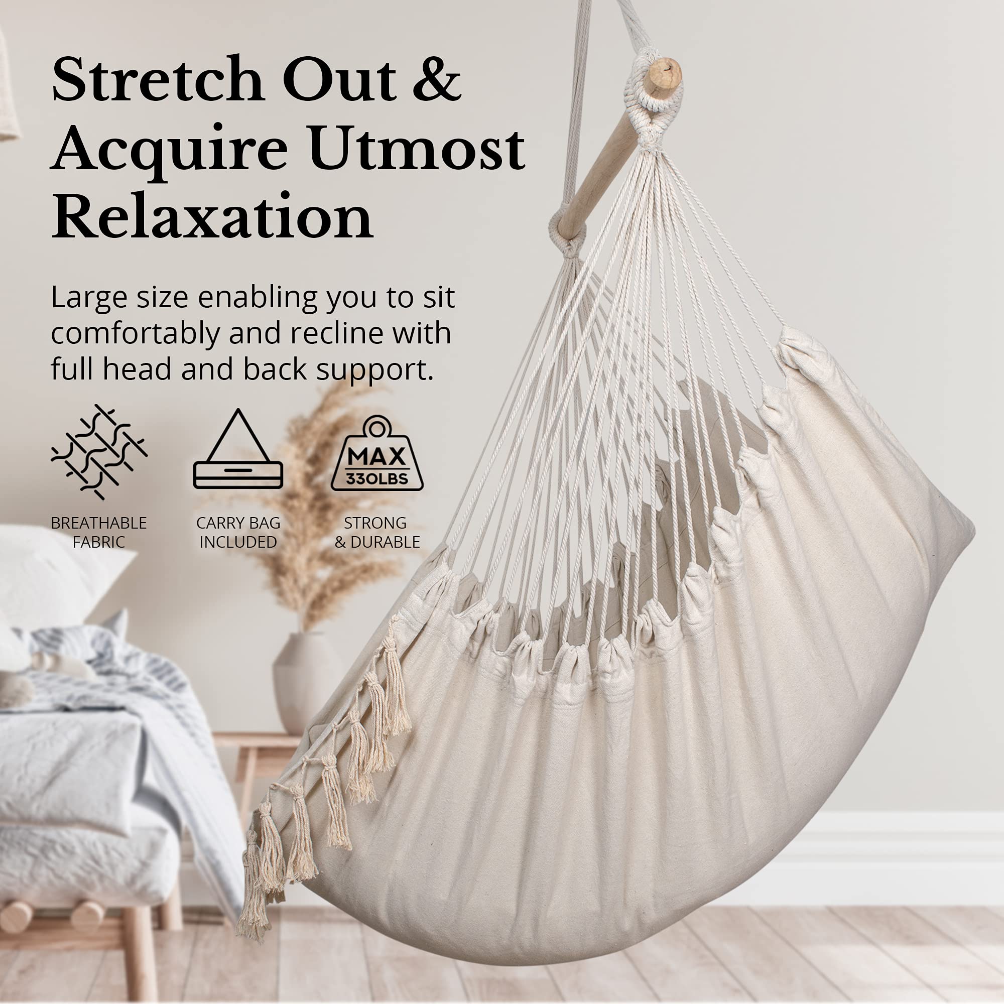 KOMOREBI Cotton Canvas Hammock Chair - 60