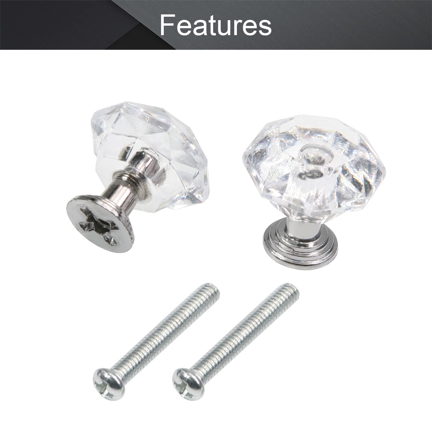 2Pcs MroMax Silver Plastic Acrylic Pull Handles for Cabinet Knobs, Cupboard Drawers, Dresser & Wardrobe - Perfect for Kitchen, Bathroom & Office Furniture Upgrade