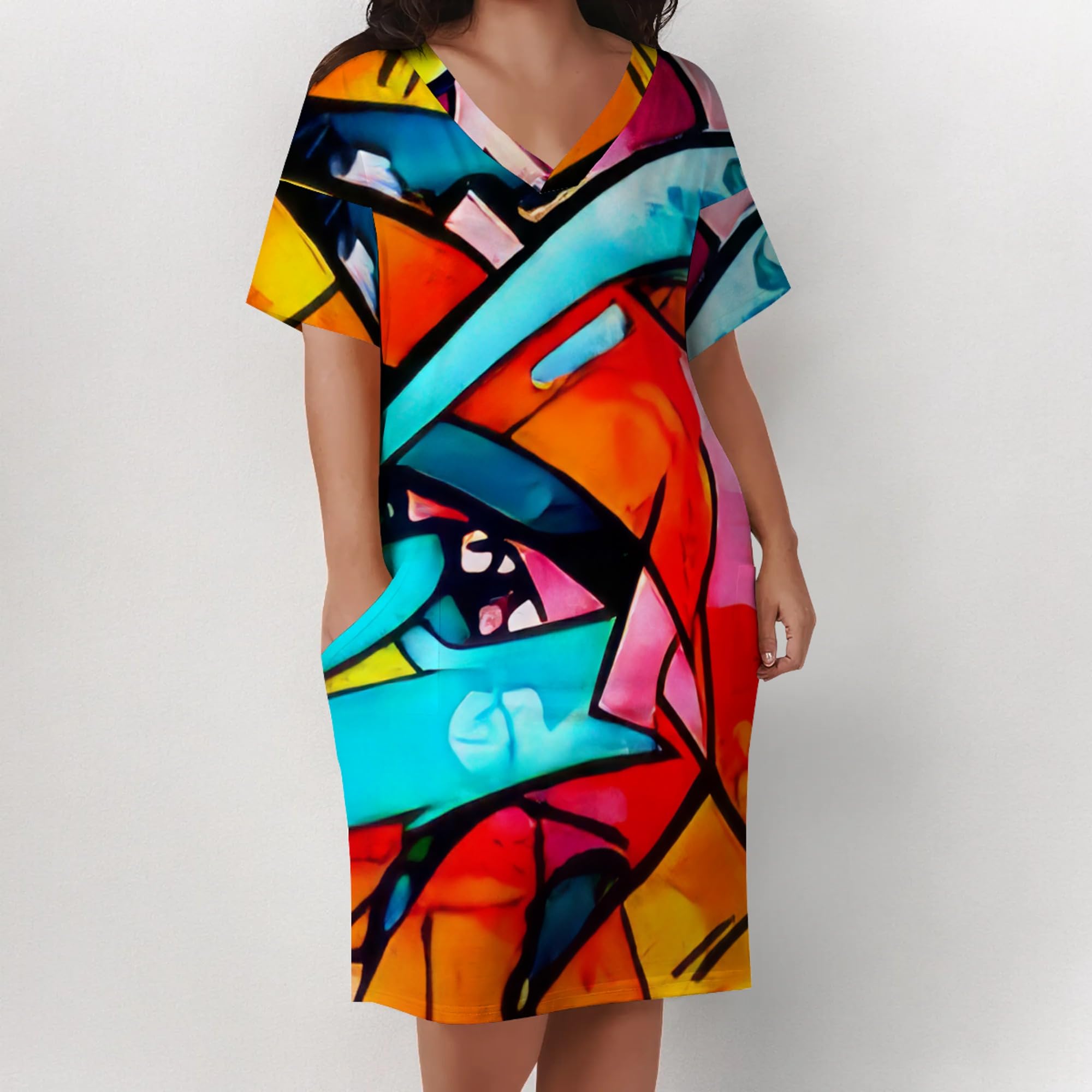Plus Size Summer Midi Dress for Women - Casual Short Sleeve Beach Dress with Pockets | Flowy Long Maxi Dress for Vacation, Pool Party & Outdoor Activities