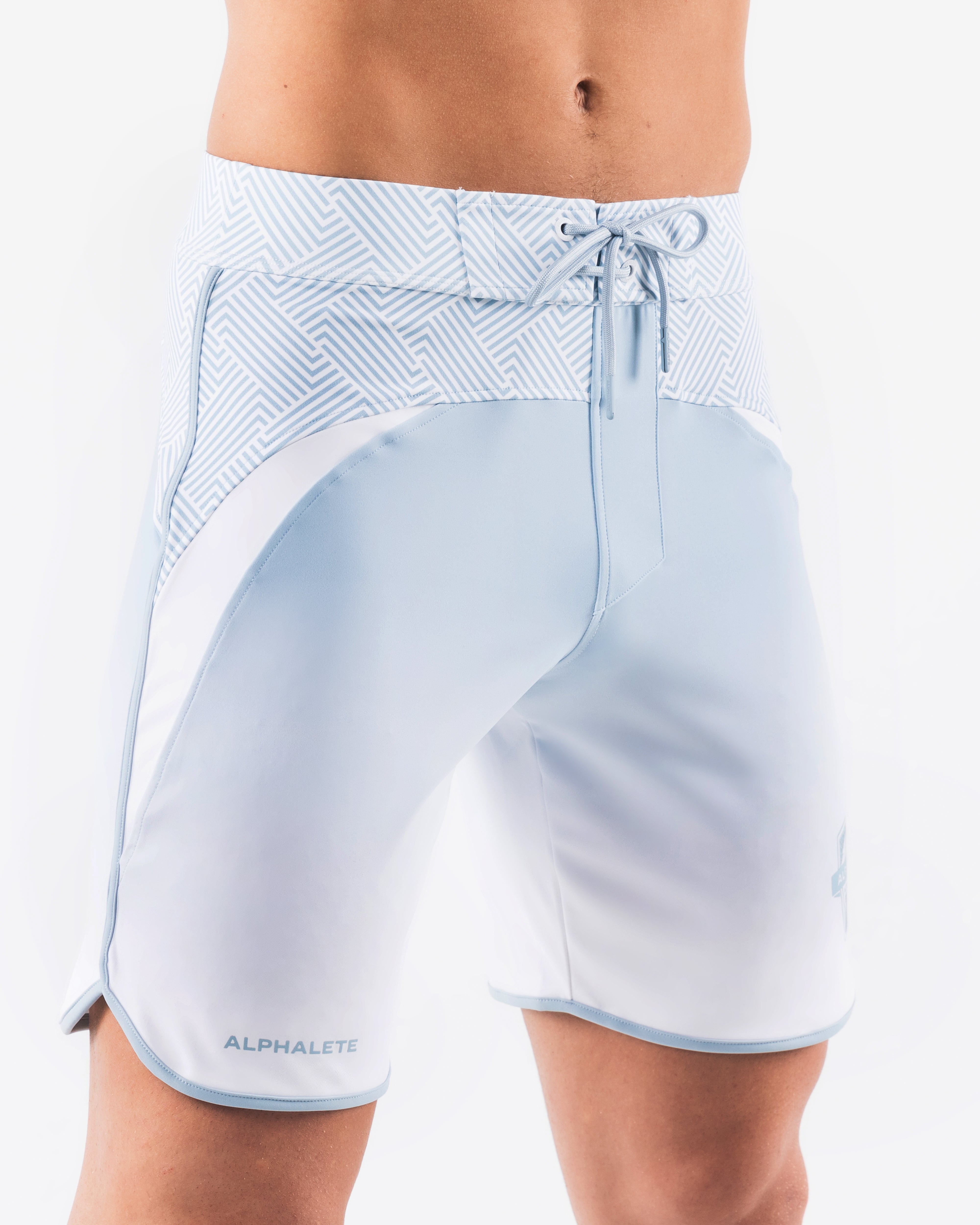 Premium Men's Swim Trunks - Crescent Boardshort Sky White - Quick Dry, UPF 50+ Beach Shorts for Swimming, Surfing & Summer Vacation