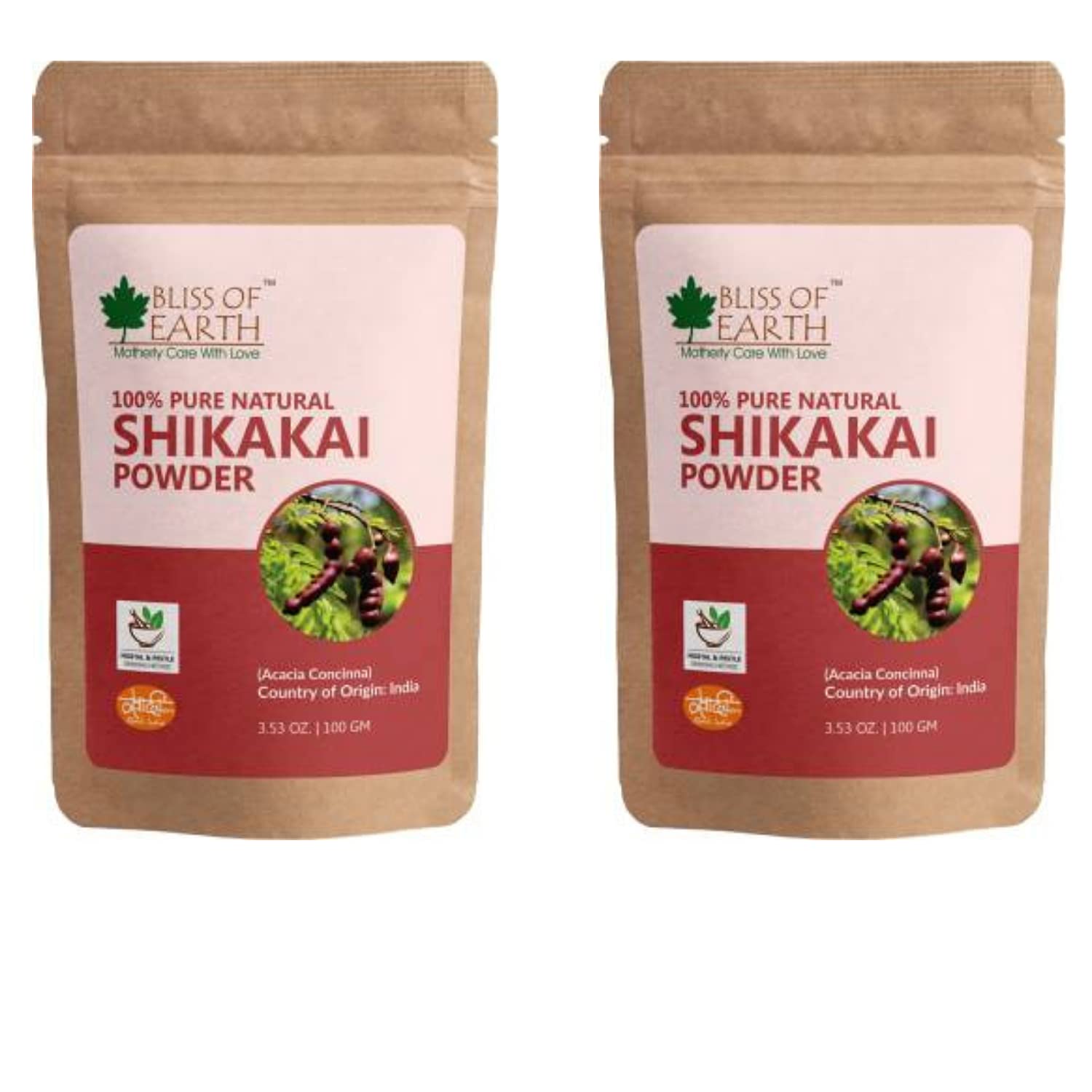 Bliss of Earth™ 100% Pure Natural Shikakai Powder for Hair Growth | 2x100g Acacia Concina | Organic Hair Cleanser & Conditioner | Promotes Thicker, Stronger Hair | Perfect for Ayurvedic Hair Care & Natural Styling