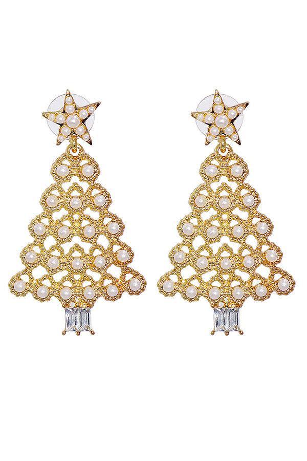 Elegant Christmas Tree Fashion Diamond Earrings for Women - Perfect Holiday Party & Gift Jewelry