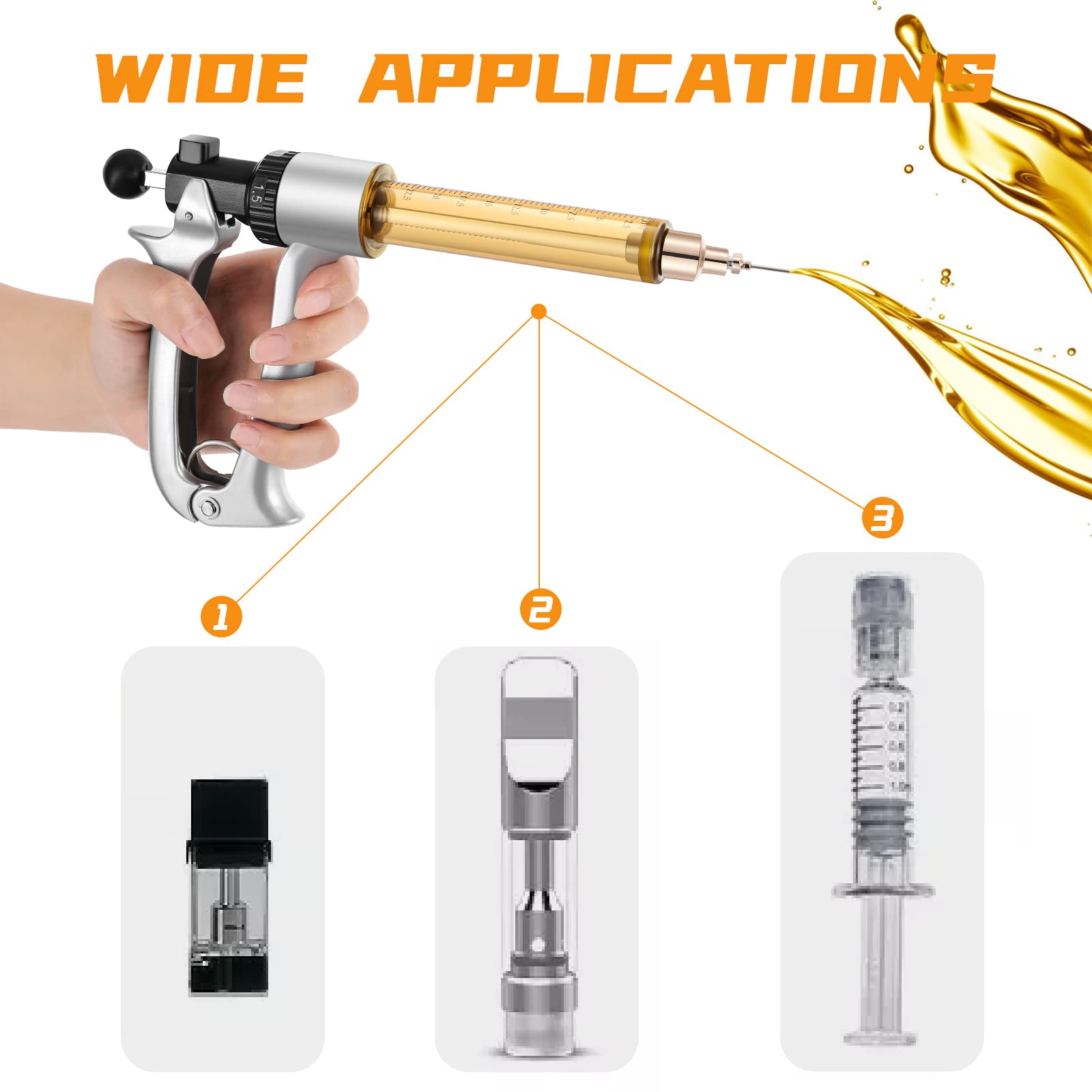 Heated Handheld Portable Cartridge Filling Gun Machine with 2 Tubes & 10 Needles - Perfect for DIY E-Liquid, CBD Oil, and Cosmetic Filling at Home or Small Business