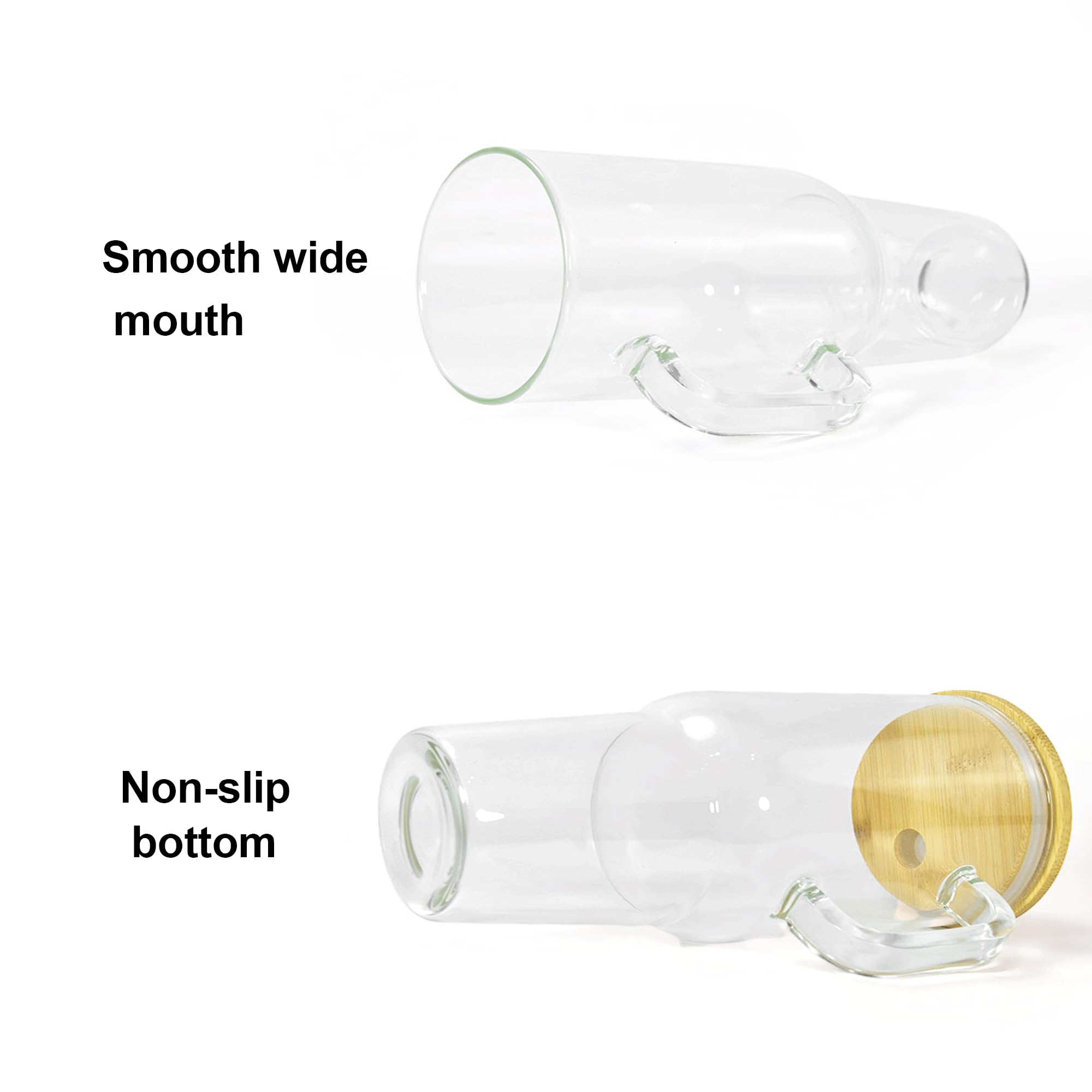 40oz Sublimation Glass Tumbler with Handle - 12 Pack Clear Glass Cups with Bamboo Lid & Plastic Straw - Reusable Iced Coffee Cup for Boba Tea, Juice, Smoothies - BPA Free, Fits Car Cup Holder - Perfect for Home, Office, Travel & Gifts - Individually Boxed