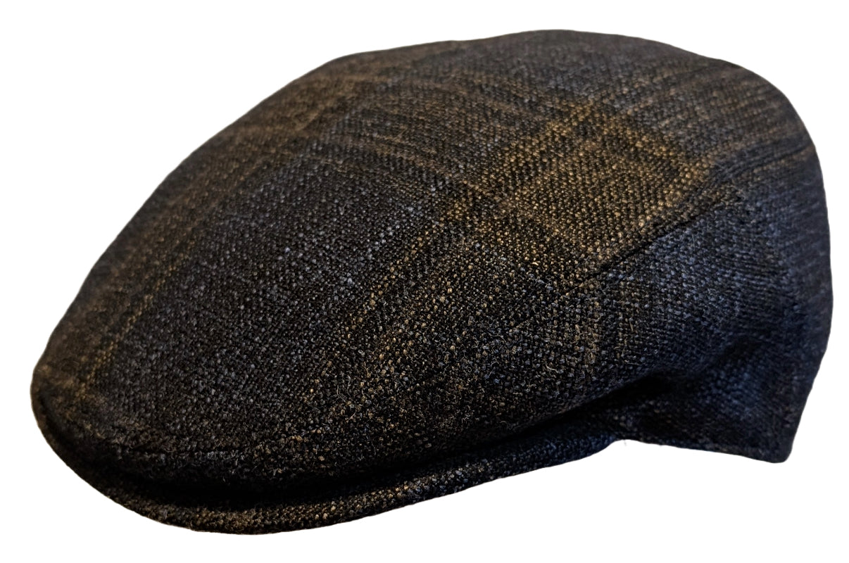 Premium Virgin Wool Silk Cashmere Flat Cap - Blue & Rust Checkered Pattern - Stylish & Comfortable for Outdoor Activities, Travel & Casual Wear