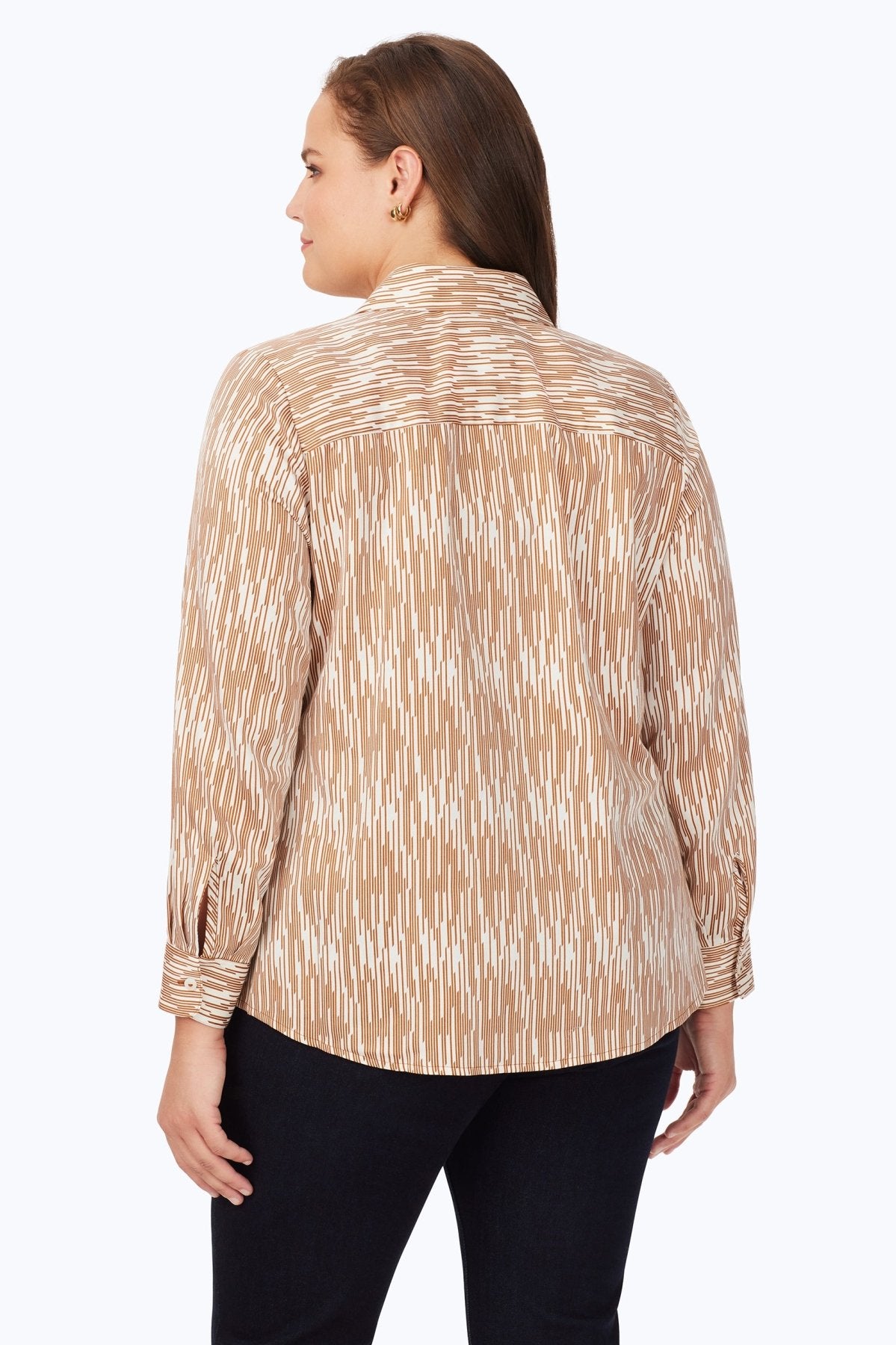 Ava Plus Warm Geo Long Sleeve Shirt for Women - Soft Thermal Winter Tops - Casual & Work Office Wear - Perfect for Cold Weather & Layering