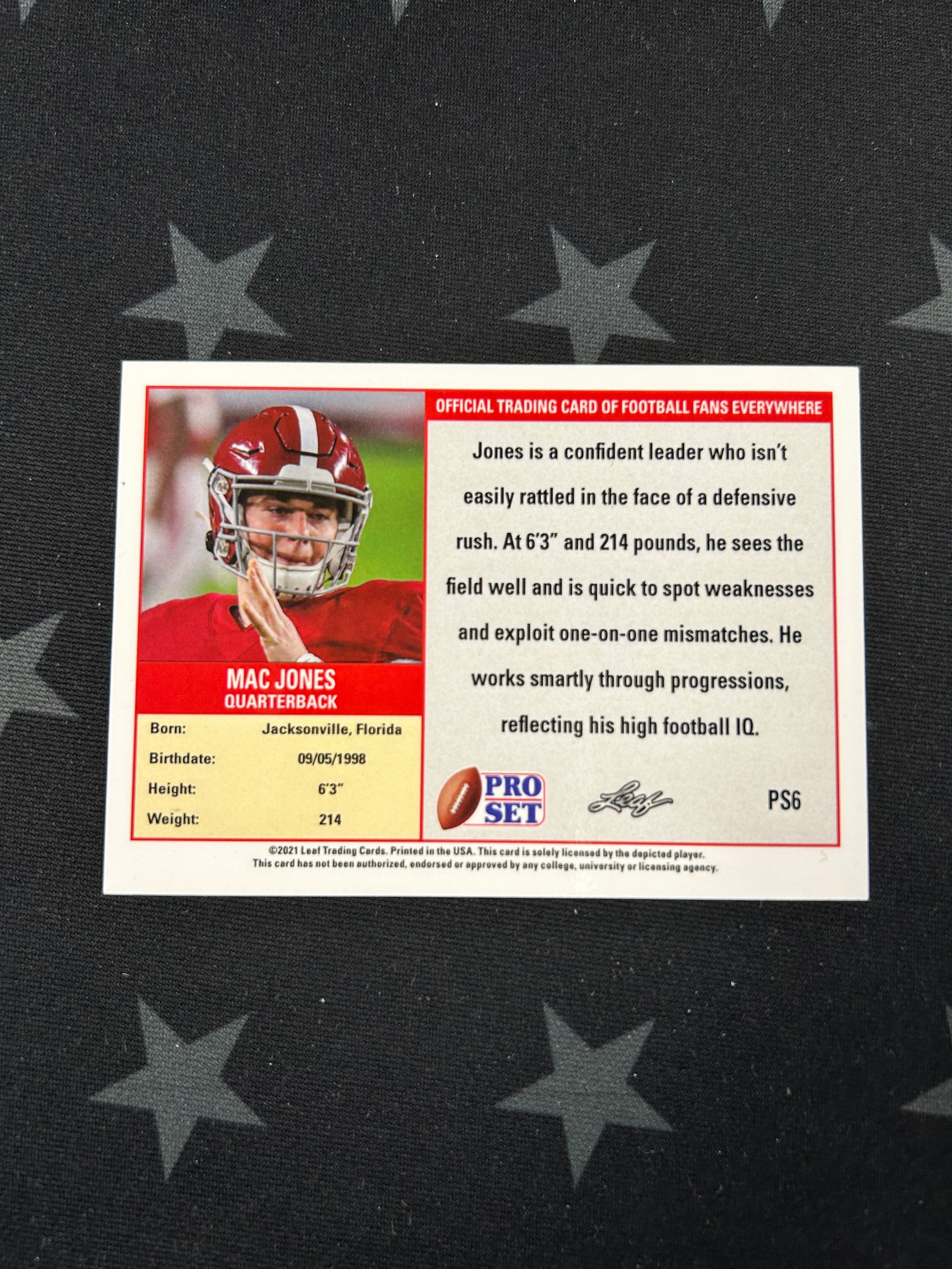 2021 Panini Leaf Pro Set Football Photo Variation SP Mac Jones Rookie Card #PS6 - Perfect for Collectors, Sports Memorabilia & Investment