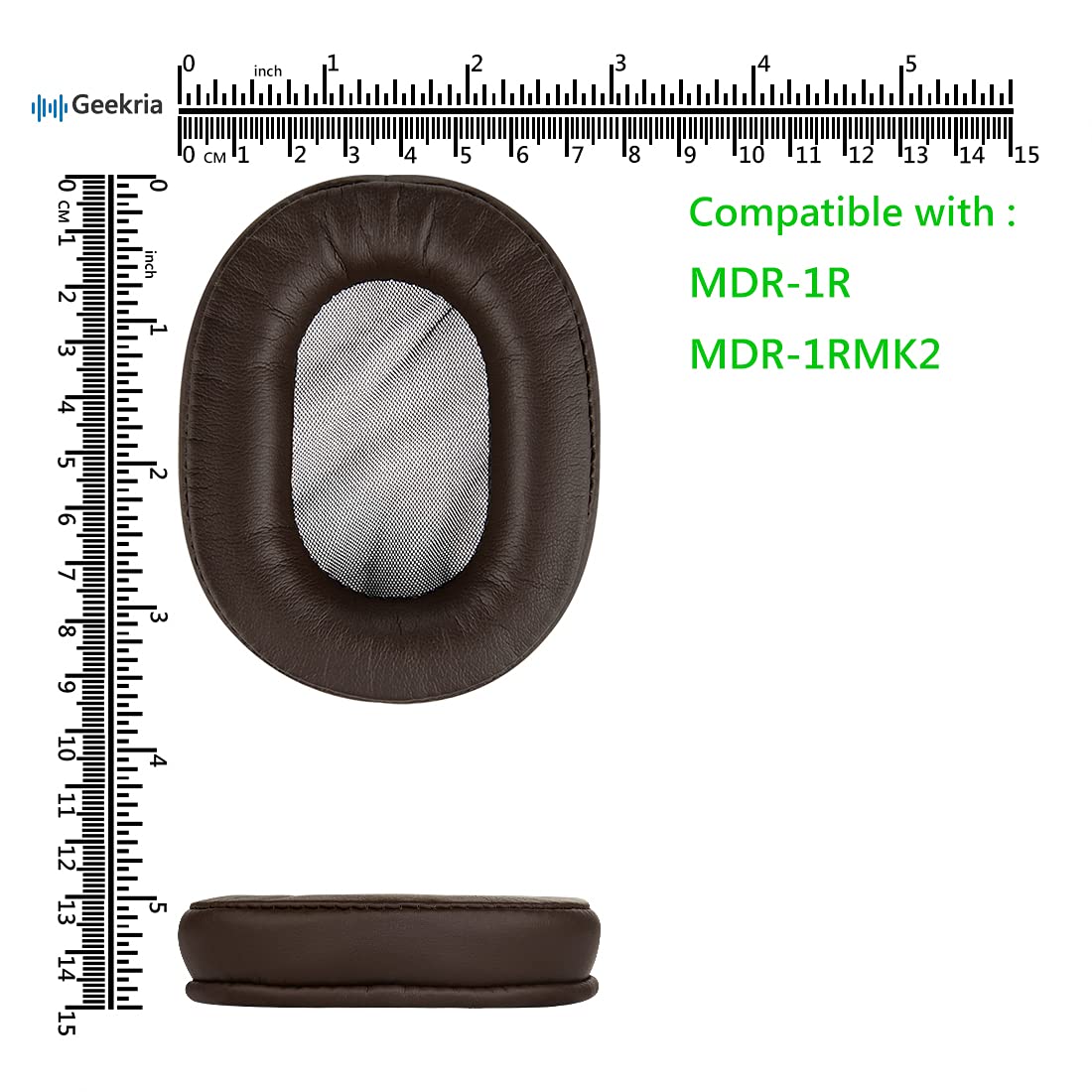 Geekria QuickFit Replacement Ear Pads for Sony MDR-1R & MDR-1RMK2 Headphones - Premium Brown Memory Foam Ear Cushions - Comfortable Headset Earpads & Ear Cups Cover Repair Parts - Perfect for Gaming, Music & Office Use