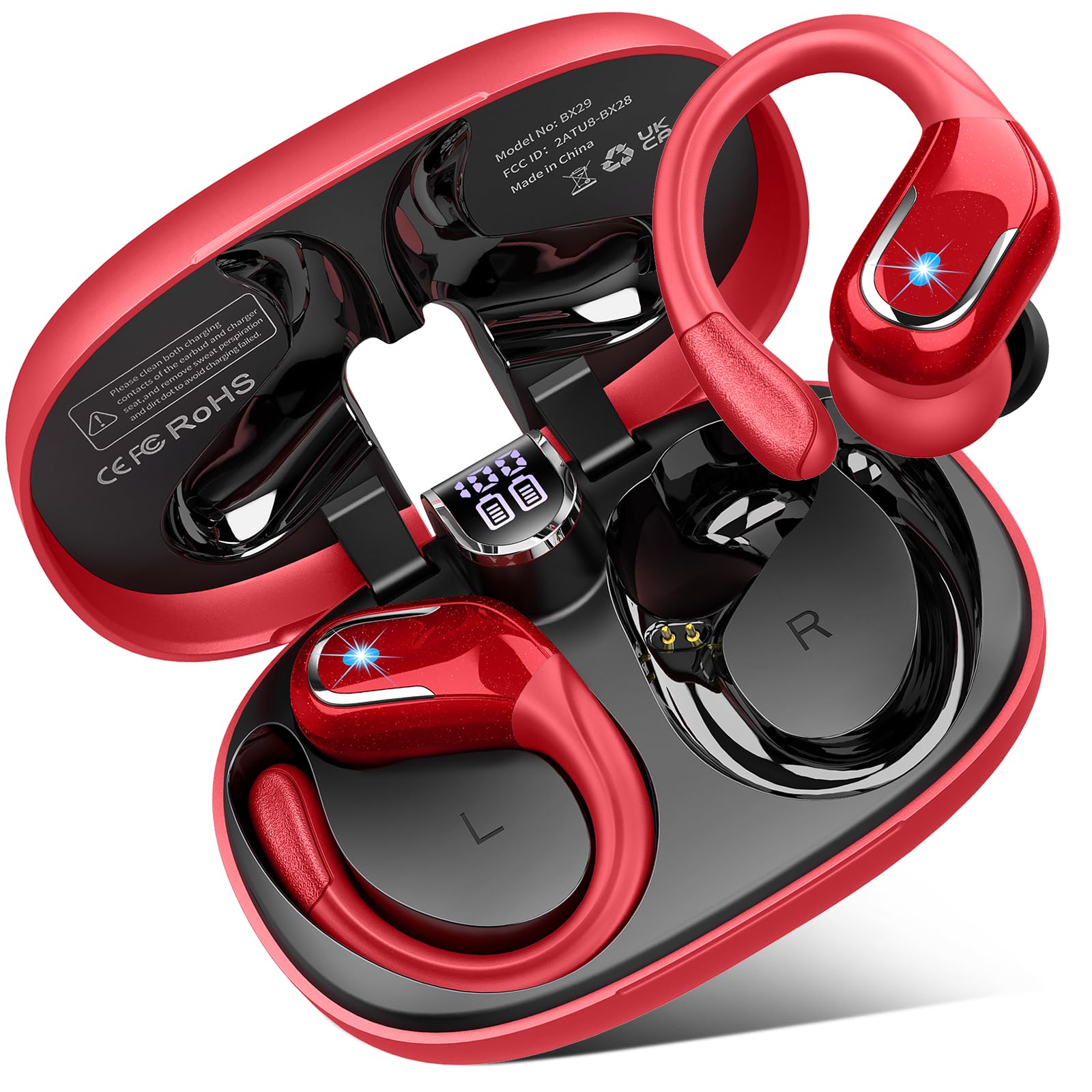 2024 Wireless Bluetooth 5.3 Earbuds with ENC Noise Cancellation Mic, Sport Headphones for Running & Workout, Dual LED Display - Perfect for Gym, Jogging and Outdoor Activities