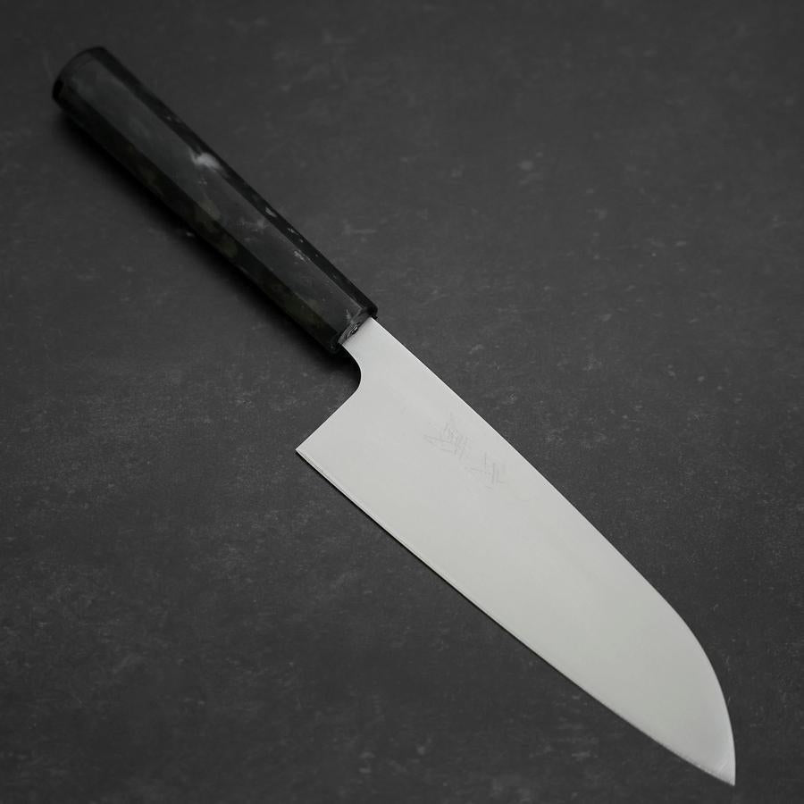Premium Santoku Knife 165mm - AUS 8 Stainless Steel with Polished Ocean Black Handle - Japanese Kitchen Knife for Slicing, Dicing & Chopping Vegetables, Fish & Meat