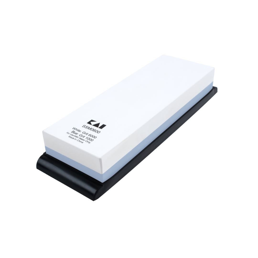Shun Combination Whetstone 1000/6000 Grit Dual-Sided Sharpening Stone with Non-Slip Rubber Base - Perfect for Kitchen Knives, Scissors & Tools