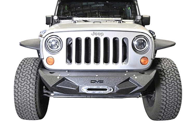 DV8 Offroad Jeep Wrangler JL 2018-2024 Front Bumper | Mid Width Design with Light Bar Mount & Winch Ready | Heavy Duty Steel Construction | Perfect for Off-Roading, Rock Crawling & Adventure Driving