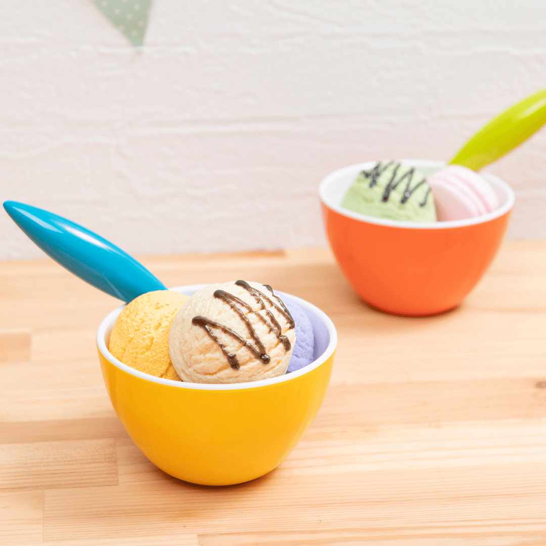Bzyoo ColorPop Melamine Spoon Set - 6 Piece Pastel Colored Kitchen Utensils for Dining, Parties & Picnics