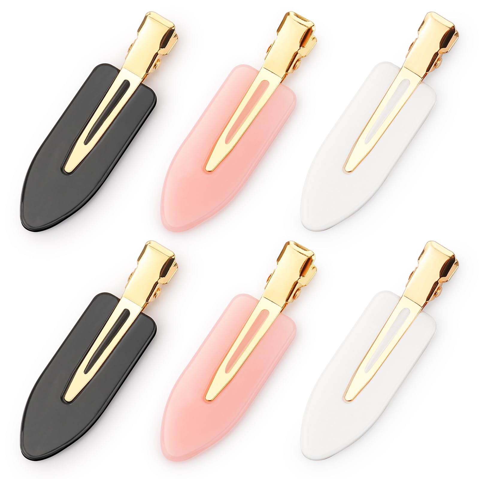 6 Pcs No Bend No Crease Hair Clips for Women & Girls - Golden Handle Flat Hair Clips for Hairstyling, Salon & Makeup - Perfect for Styling, Curling & DIY Hair Care at Home