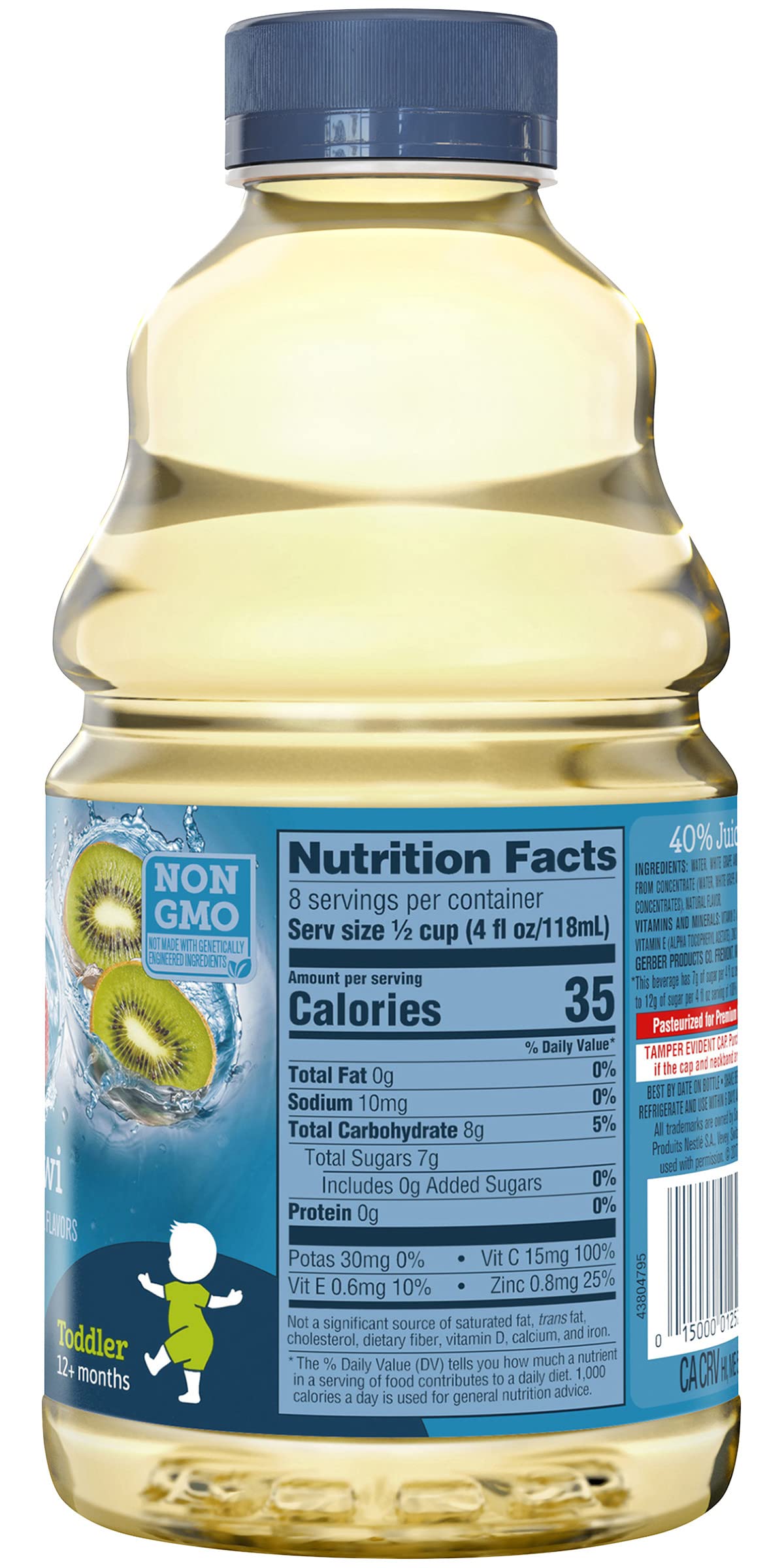 Gerber Water & Fruit Toddler Juice Blend - Strawberry Kiwi Flavor, 32oz Bottles (Pack of 6) | Healthy Hydration for Kids | Perfect for Daycare, Lunchboxes & On-the-Go Snacks