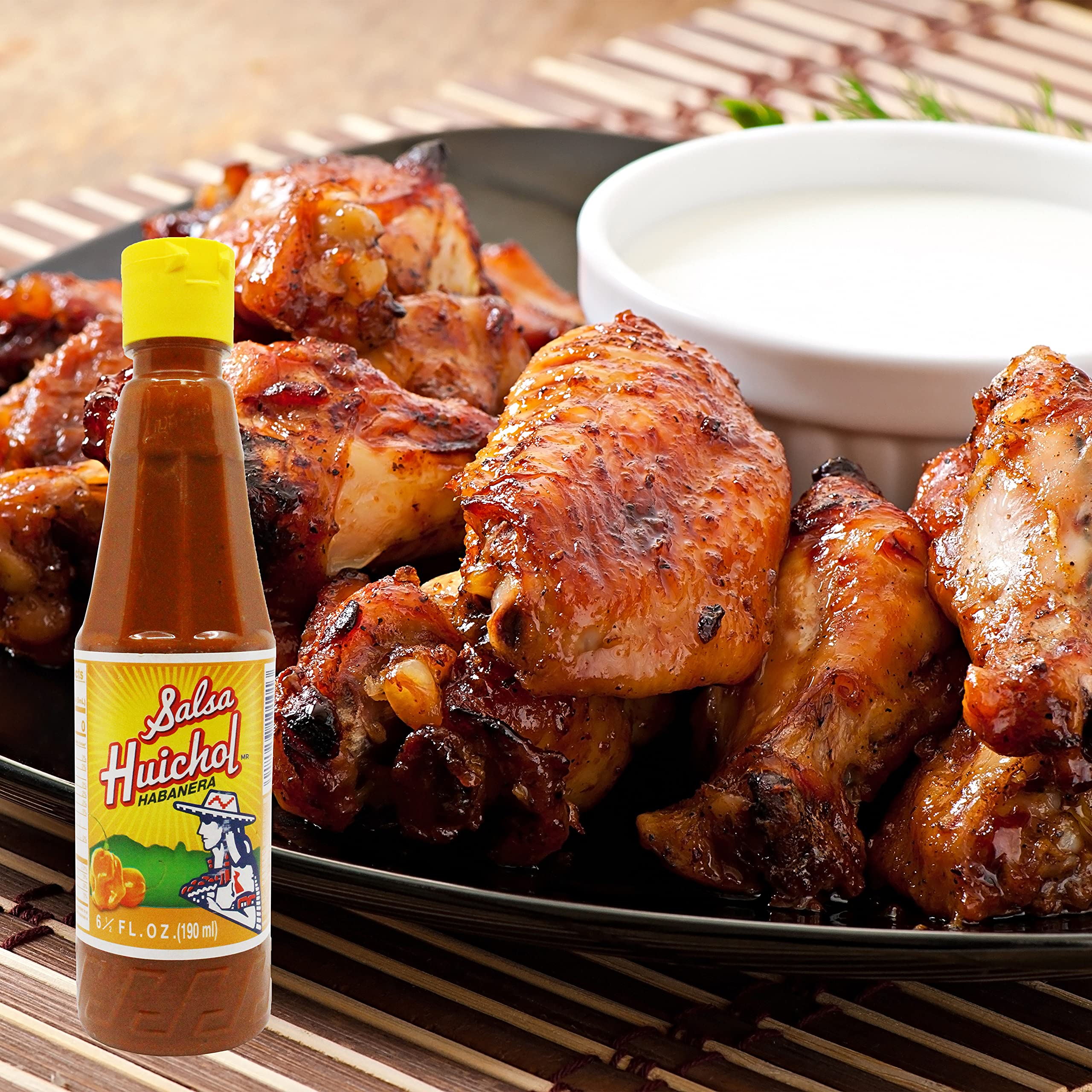 Spicy Salsa Huichol Habanera Hot Sauce - 6.5 oz Bottle - Authentic Mexican Hot Sauce for Tacos, Burritos & Grilled Meats - Perfect for Home Cooking & Restaurant Use