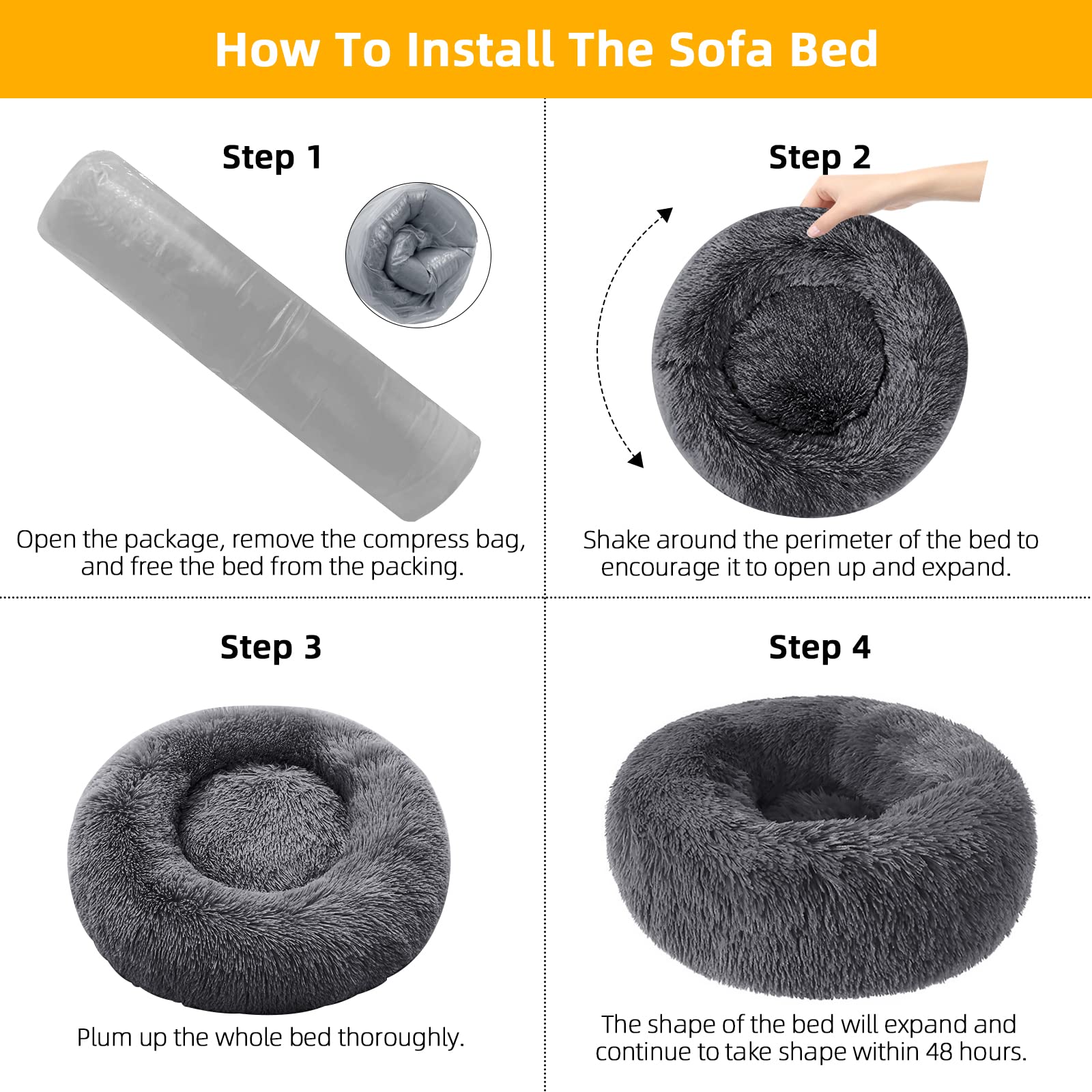 Nisrada 30 Inch Washable Round Dog Bed for Small Medium Large Dogs - Calming Cozy Soft Pet Bed with Non-Slip Bottom - Perfect for Puppies, Kittens & Pets in Living Room, Bedroom or Crate