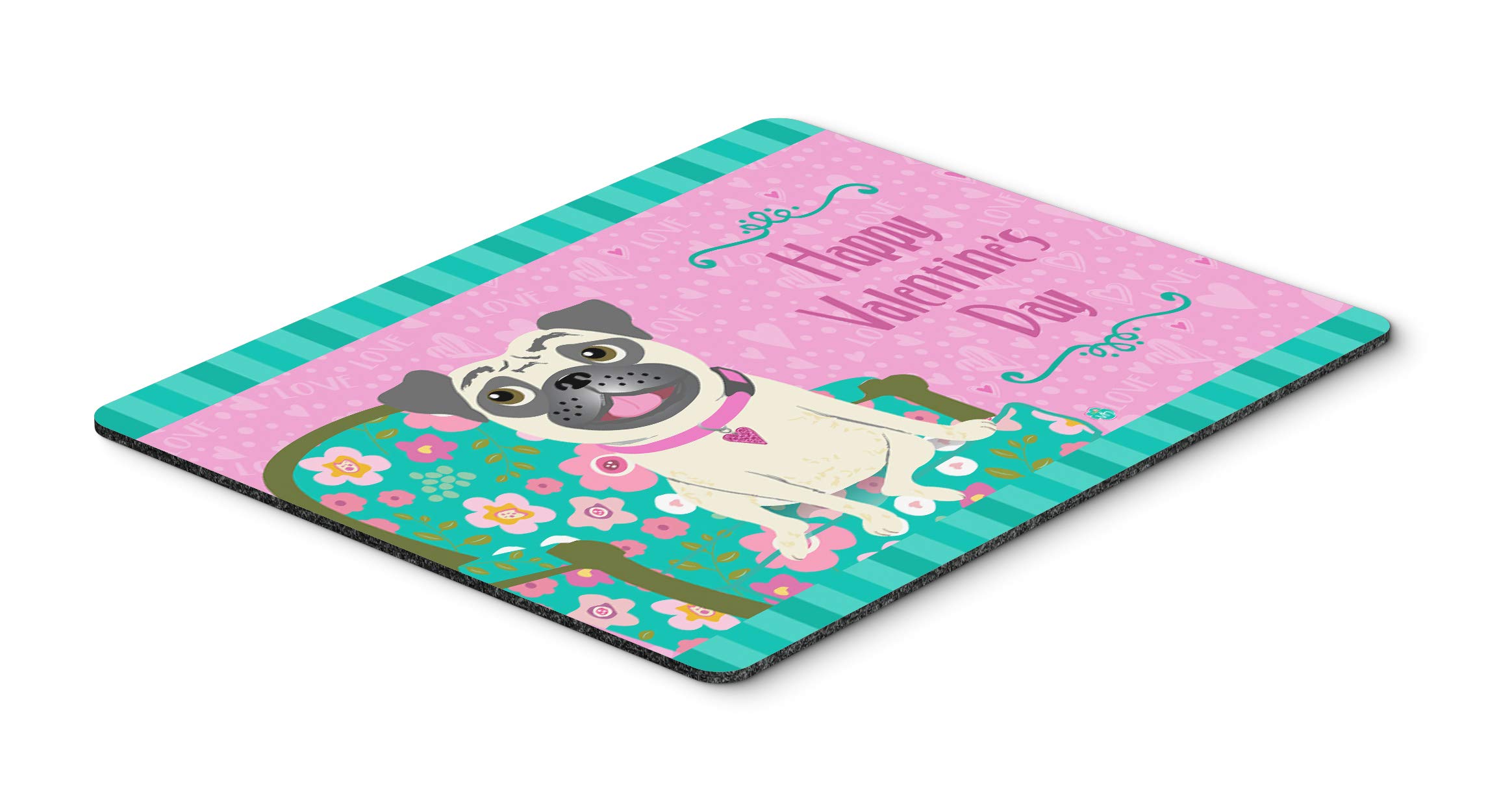 Happy Valentine's Day Pug Mouse Pad - Large Washable Non-Slip Desk Mat for Home Office, Gaming & Computer Work | Cute Dog-Themed Gift for Valentine's Day | Perfect for Laptops, Keyboards & Workspaces