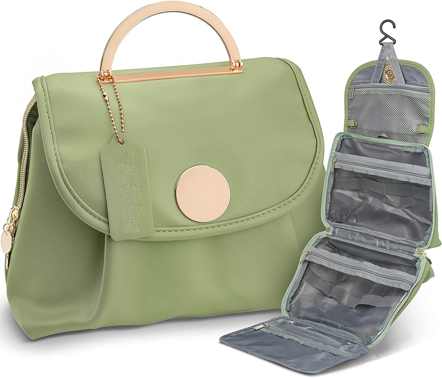 Zorzel Waterproof Hanging Toiletry Bag with 4 Large Compartments - Travel Makeup Organizer for Women - Perfect Cosmetic Storage for Vacation, Gym & Business Trips - Great Gift Idea (Multicolor)