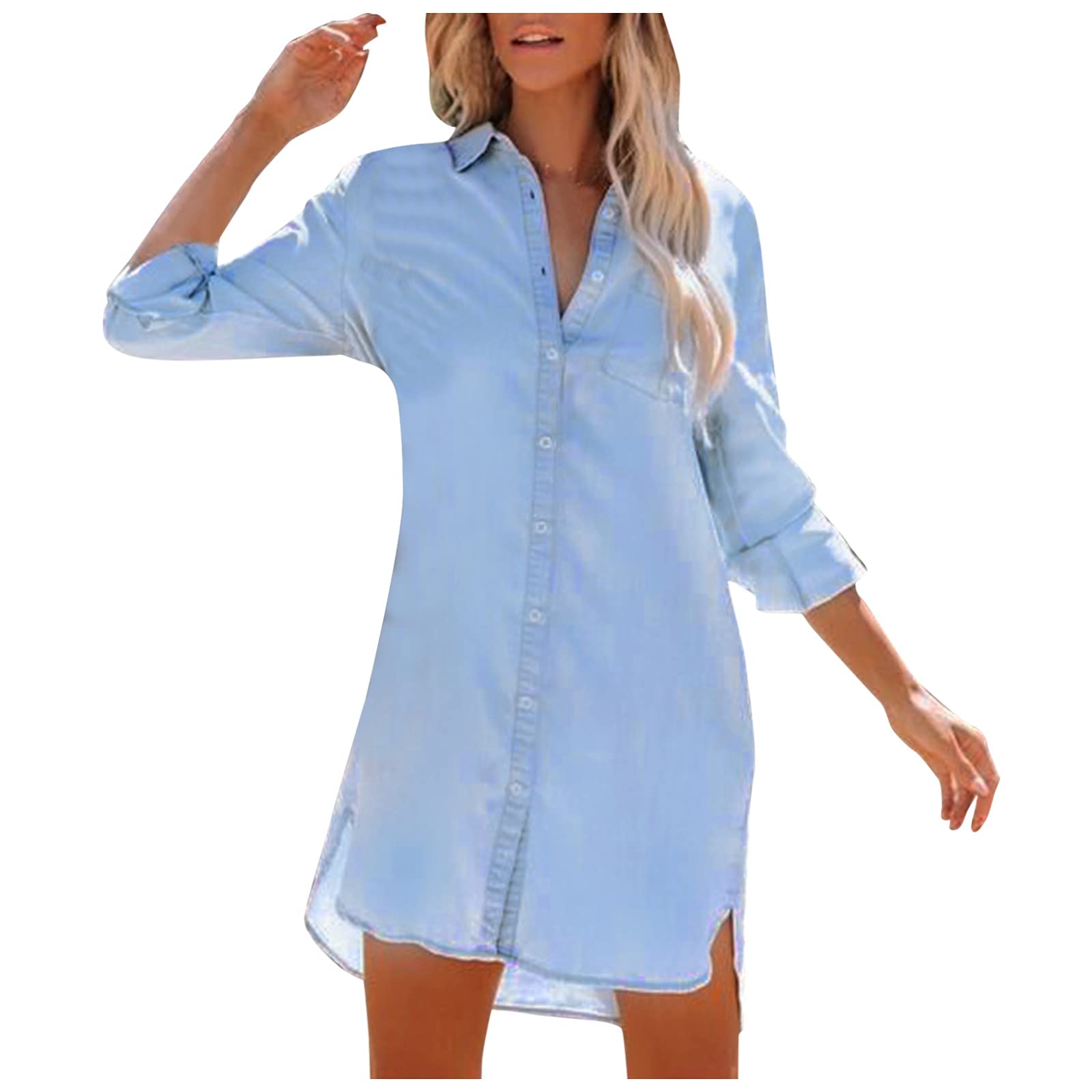 Stylish Women's Denim Button-Down Dress with Slim Waist for Beach, Graduation & Summer Outings | Flattering Breast Design for Casual & Special Occasions