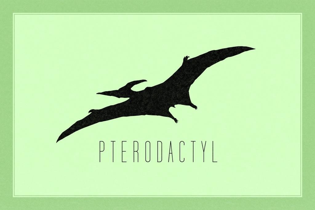 Dinosaur Pterodactyl Green Wall Art Poster - 24x16 Inch Dino Decor for Kids Room, Bedroom & Nursery - Cool Prehistoric Themed Prints for Boys & Girls - Perfect for Dinosaur Lovers' Wall Decor, Gifts & Classroom Displays