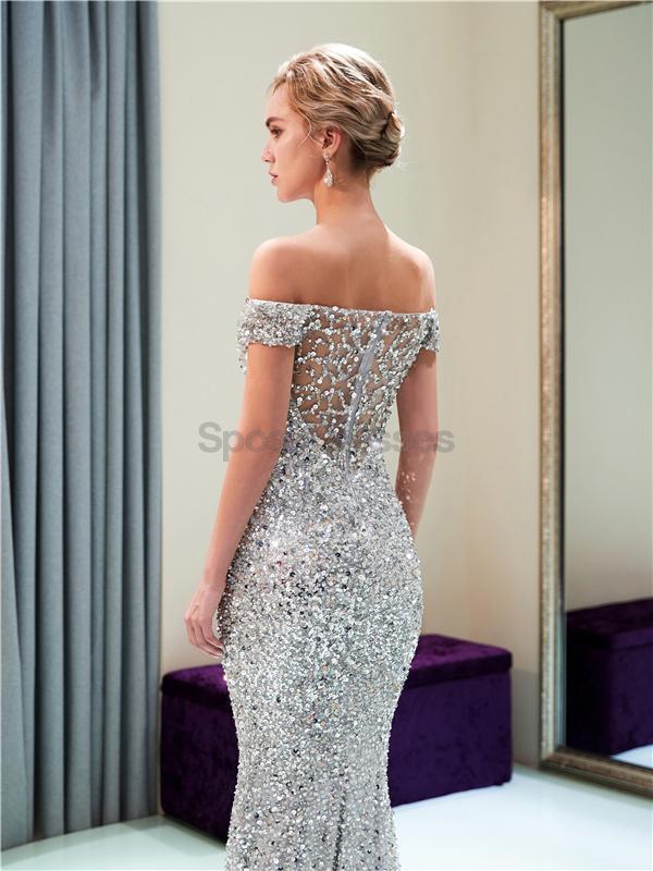 Sparkly Off Shoulder Beaded Mermaid Prom Dress for Evening Party & Special Occasions - Elegant Formal Gown for Homecoming, Wedding, Quinceañera & Black Tie Events