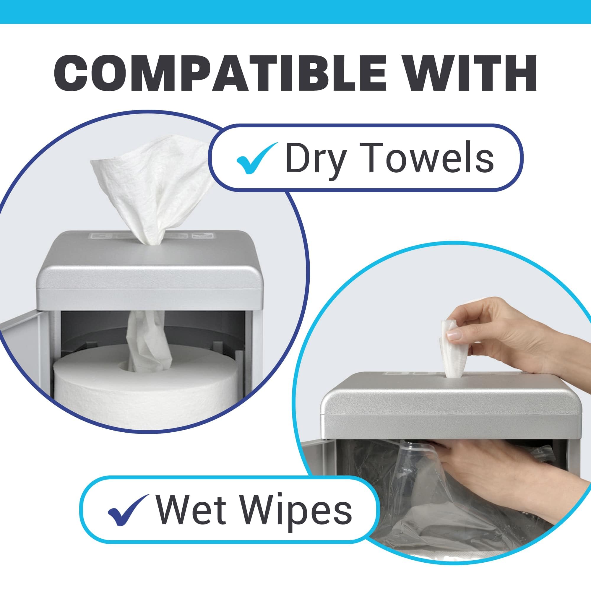 Zogics All-in-One Cleaning Station with Wipes Dispenser, Hand Sanitizer Dispenser, Trash Can & Storage - Silver | Perfect for Gyms, Offices & Public Spaces (1 Station)