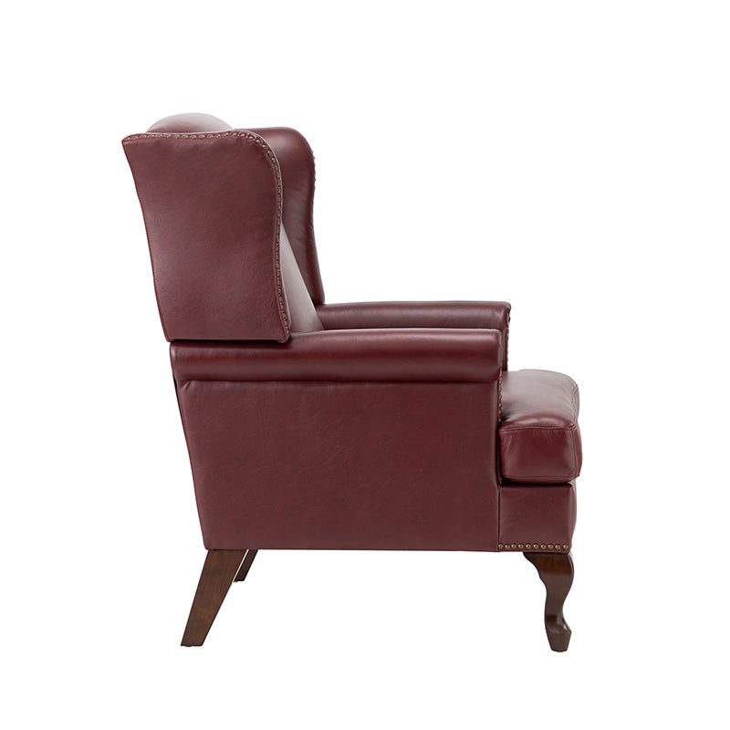 Premium Wilhelm Genuine Leather Armchair - Handcrafted Brown Leather Lounge Chair with Solid Wood Frame - Perfect for Living Room, Office & Study Spaces