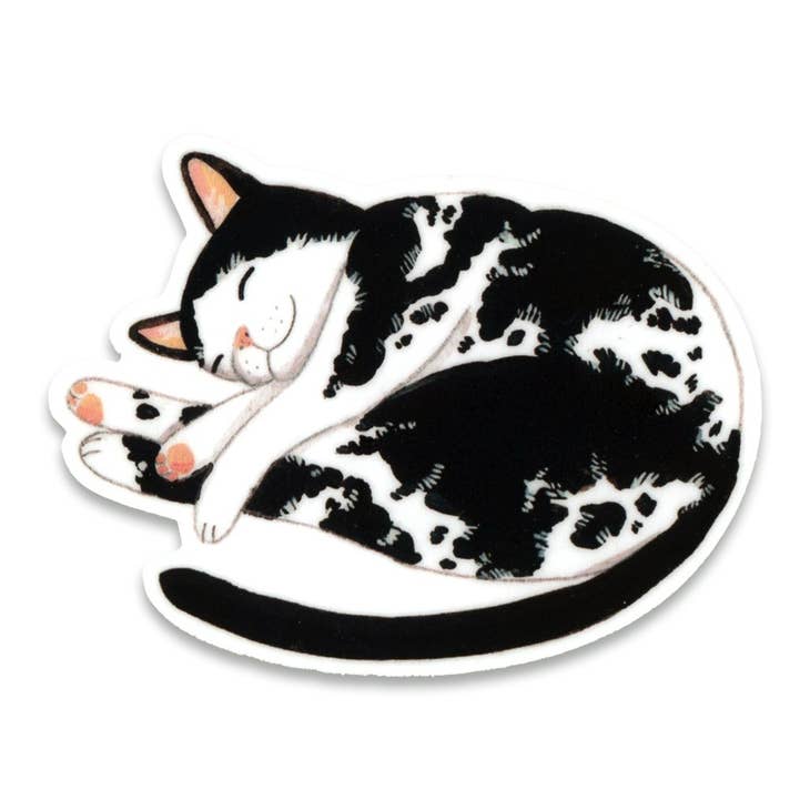 Cat Nap Sticker - Adorable Sleeping Cat Vinyl Decal for Laptop, Phone, Water Bottle | Perfect for Pet Lovers, Office Decor, Gifts