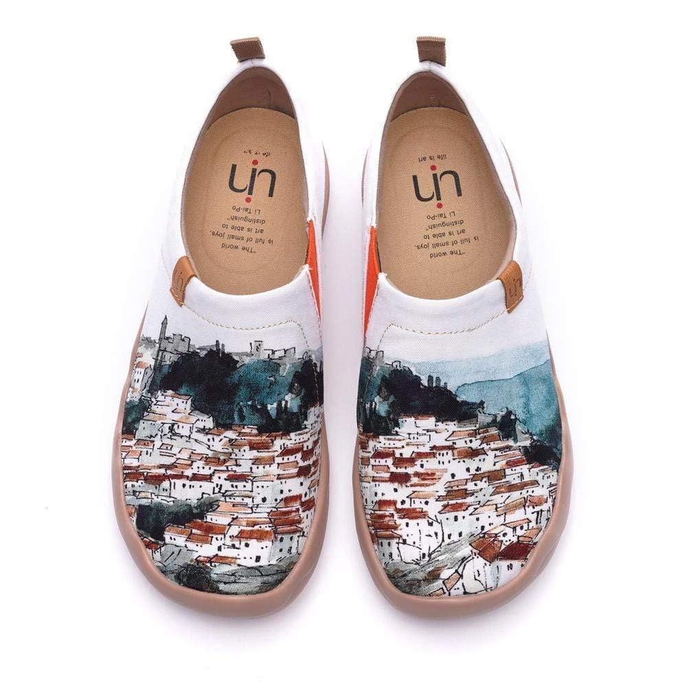 UIN Women's Slip On Sneakers - Comfortable Knitted Loafers with Artistic Painting | Soft Walking Shoes for Casual Wear, Travel & Daily Outfits