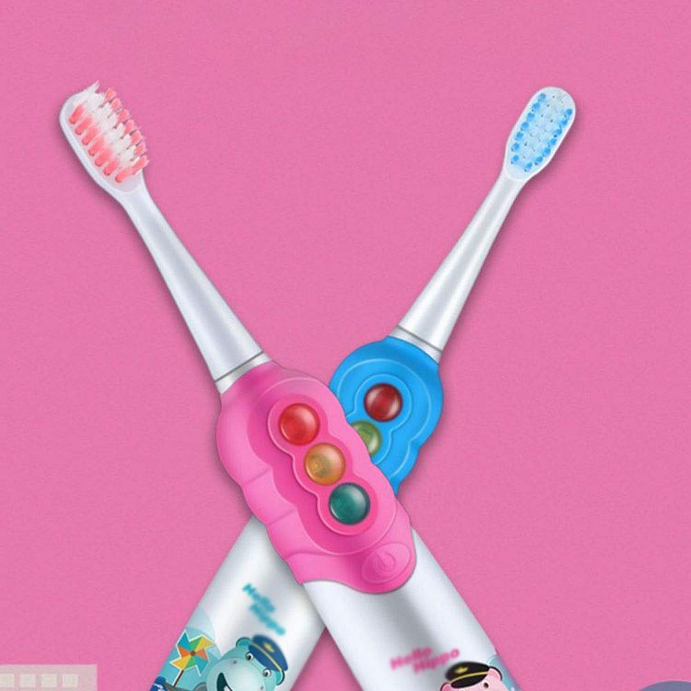 Kids Electric Toothbrush with Soft Bristles - 2-Minute Smart Timer, IPX7 Waterproof, Battery-Powered Oral Care for Girls & Boys Ages 3-12 (Blue) - Perfect for Daily Brushing Routine & Travel Use