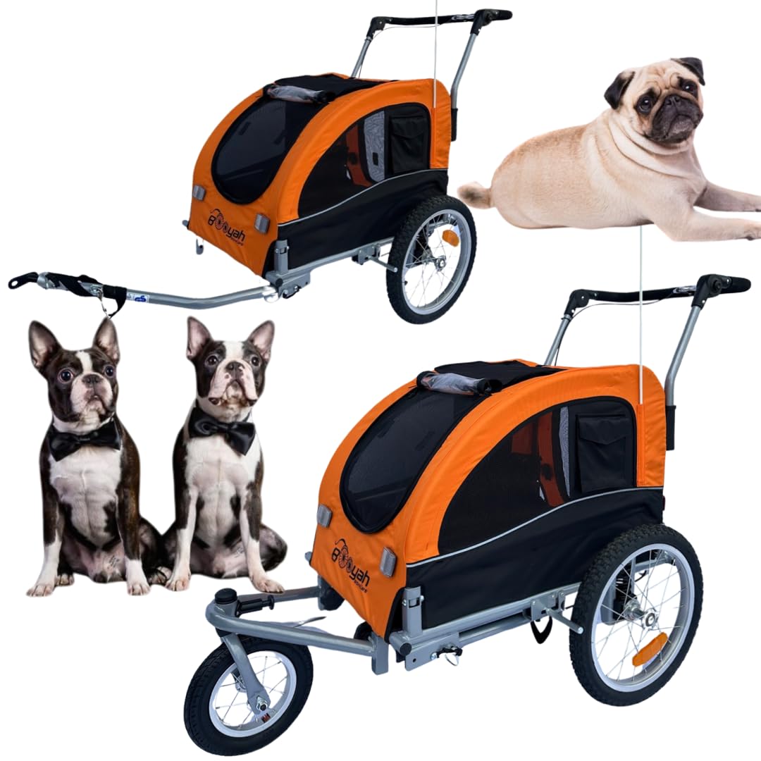 Booyah Medium Dog Stroller & Pet Bike Trailer with Shock Absorbing Suspension - Black | Perfect for Outdoor Adventures, Park Visits & Vet Trips