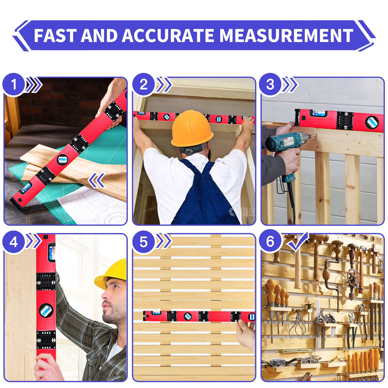 28 Inch Multi-Function Foldable Level - 4 Easy-Read Bubbles for 45/90/180 Degree Angles | Precision Measuring Tool for Carpenters, Woodworkers & Metal Fabricators | Perfect for DIY Projects, Home Renovation & Construction Work