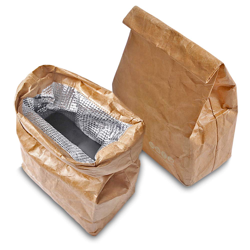 LELE LIFE 2 Pack Insulated Brown Paper Lunch Bags - Reusable Eco-Friendly Lunch Sacks for Work, School & Picnic | Lightweight Durable Snack Bags for Kids & Adults | Perfect for Office, Outdoor & Daily Use
