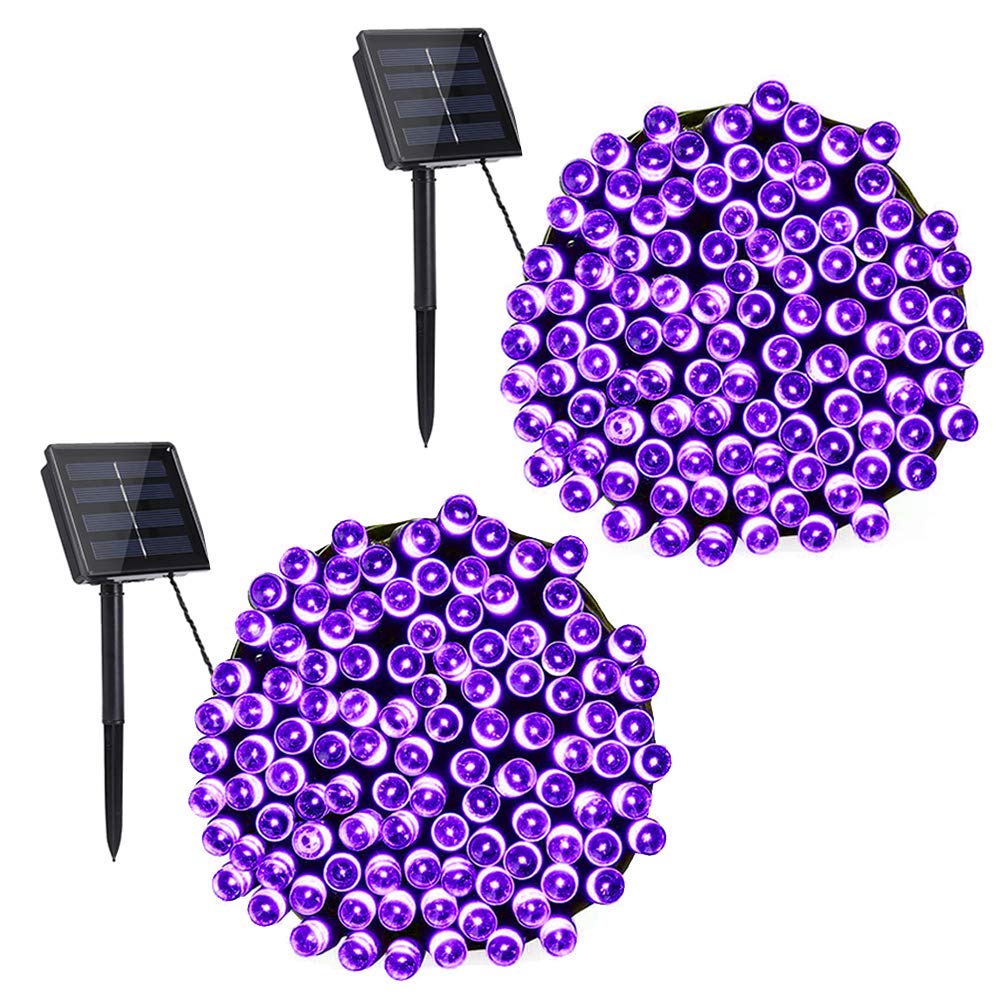 Toodour Solar Christmas Lights, 2 Packs 144ft 400 LED Waterproof Outdoor String Lights with 8 Lighting Modes - Solar Powered for Garden, Patio, Fence, Balcony & Christmas Tree Decoration (Purple) | Perfect for Holiday, Party, Wedding & Outdoor Decor