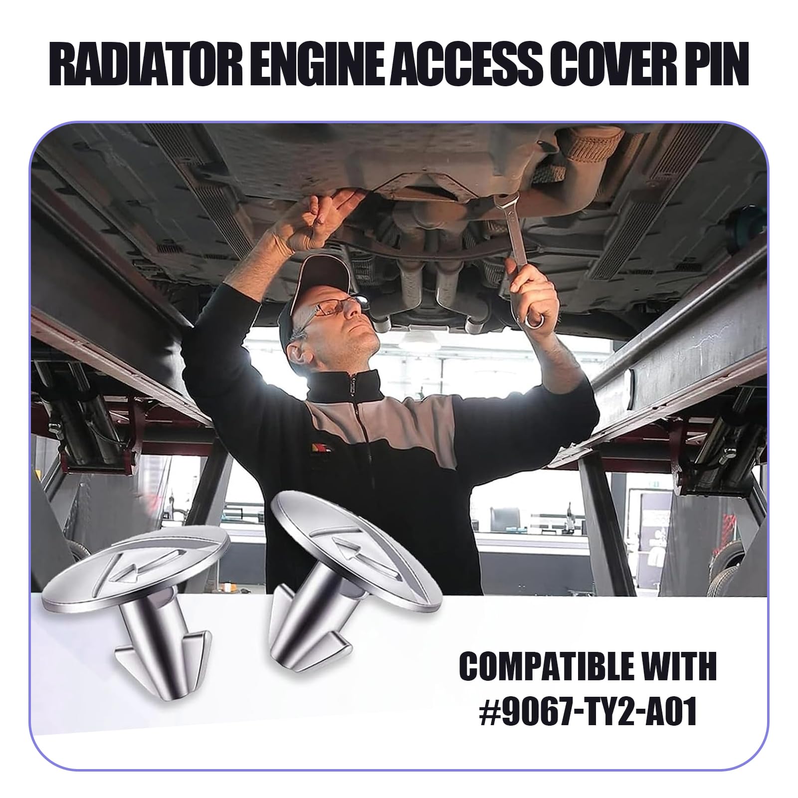 8 Pack Durable Metal Car Engine Cover Pins - Replacement Fasteners for Honda Accord Civic CR-V (Silver) | OEM 90674-TY2-A01 90105-TBA-A00 Compatible | Easy Installation Tool Included | Perfect for Engine Maintenance & DIY Auto Repairs