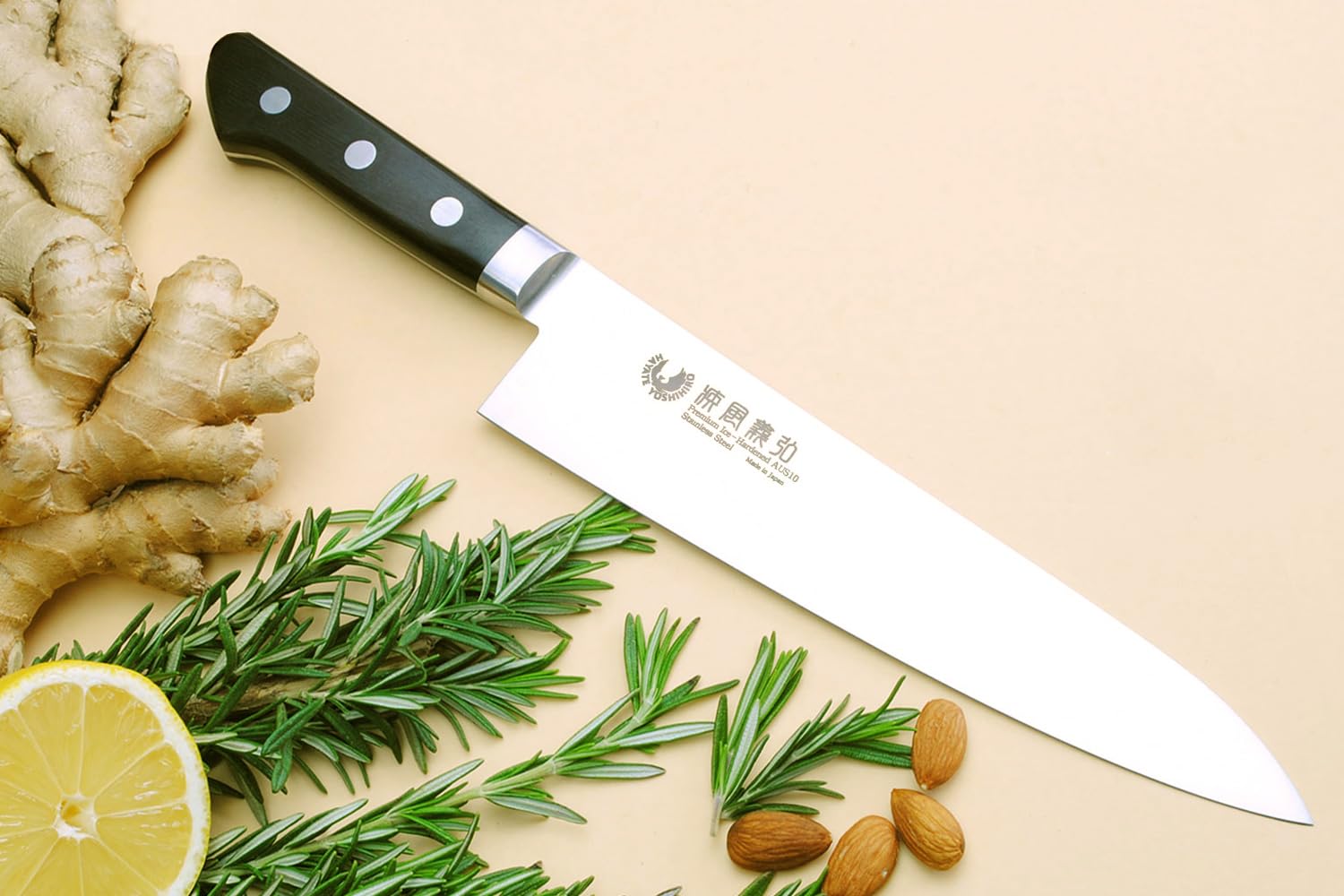 Yoshihiro INOX AUS10 Stain-Resistant Steel Ice Hardened Gyuto Chef Knife 8.25