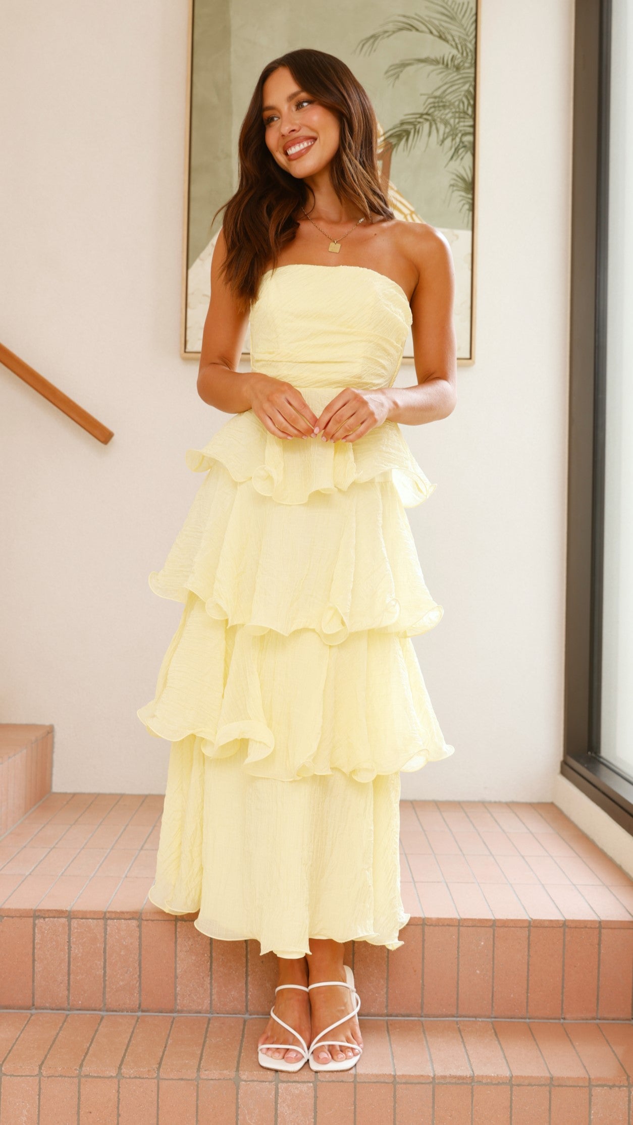 Lanica Maxi Dress for Women - Flowy Summer Yellow Long Dress - Perfect for Beach Vacation, Party & Casual Wear