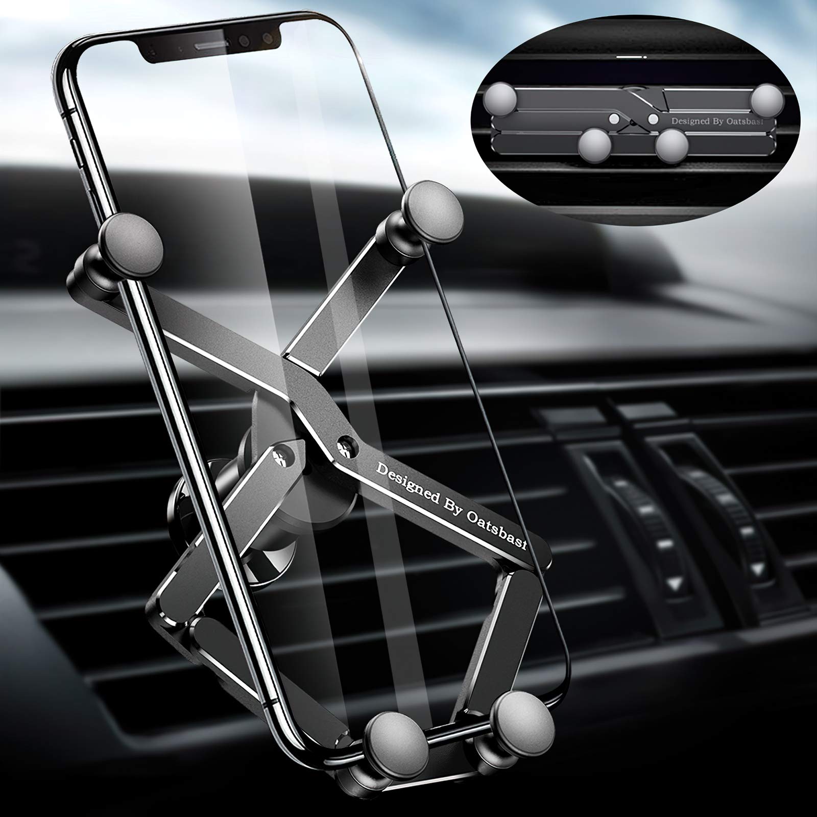 OATSBASF 2023 Upgraded Gravity Car Phone Holder Mount - Hands-Free Air Vent Phone Mount for Mobile Phones Under 7 inches (X01) - Perfect for Safe Driving & GPS Navigation