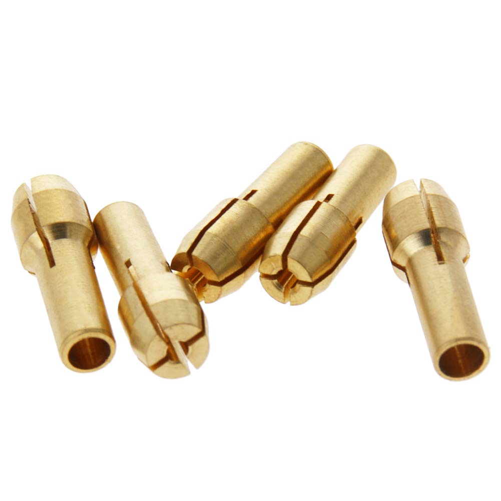 Utoolmart 1.6mm Brass Drill Chuck Collet Bits for Dremel Rotary Tools - Quick Change Mini Drill Chuck Replacement (5Pcs) - Perfect for DIY Projects, Jewelry Making & Precision Grinding
