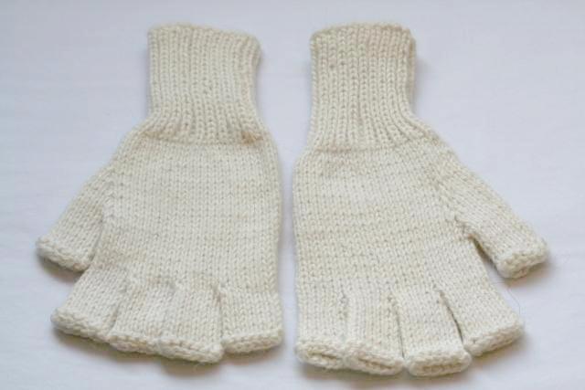 Alpaca Wool Fingerless Gloves Hand Knitted Winter Warm Ivory - Perfect for Outdoor Activities, Typing & Cold Weather Fashion