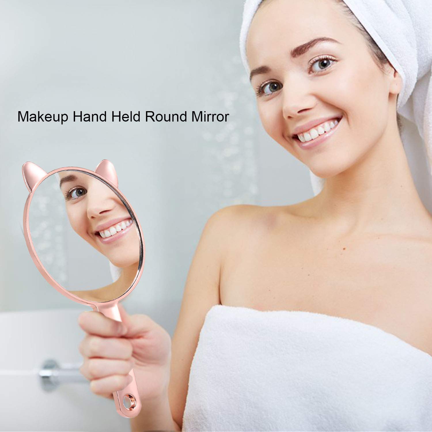 Rose Gold Round Makeup Mirror - Portable Travel Cosmetic Mirror with Stand for Vanity, Bathroom & On-the-Go Touch Ups